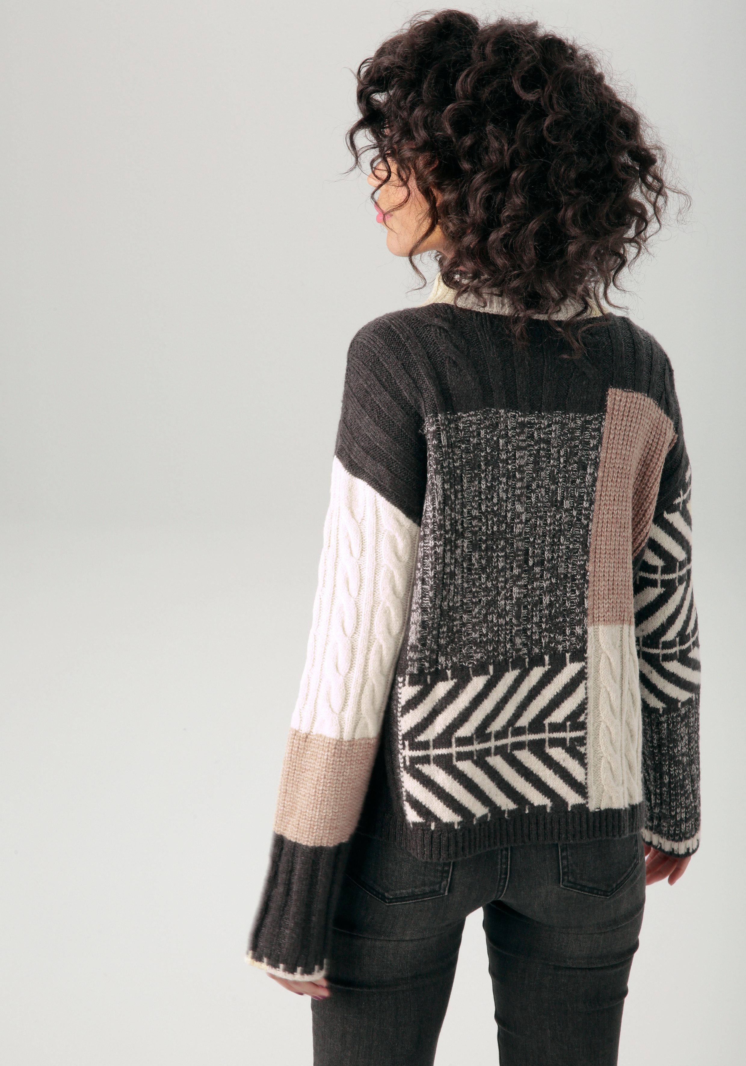 Aniston CASUAL Strickpullover im farbharmonischem Patch-Dessin günstig online kaufen