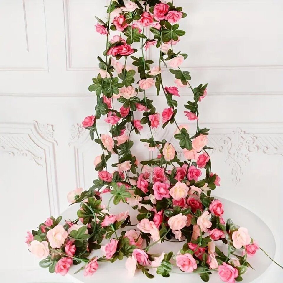 Künstliche Rosenrot Blumengirlande & Hängeblume Girlande Hochzeitsdekoration (1 Dad für Matissa Stück), Hängedekoration Hängepflanze,