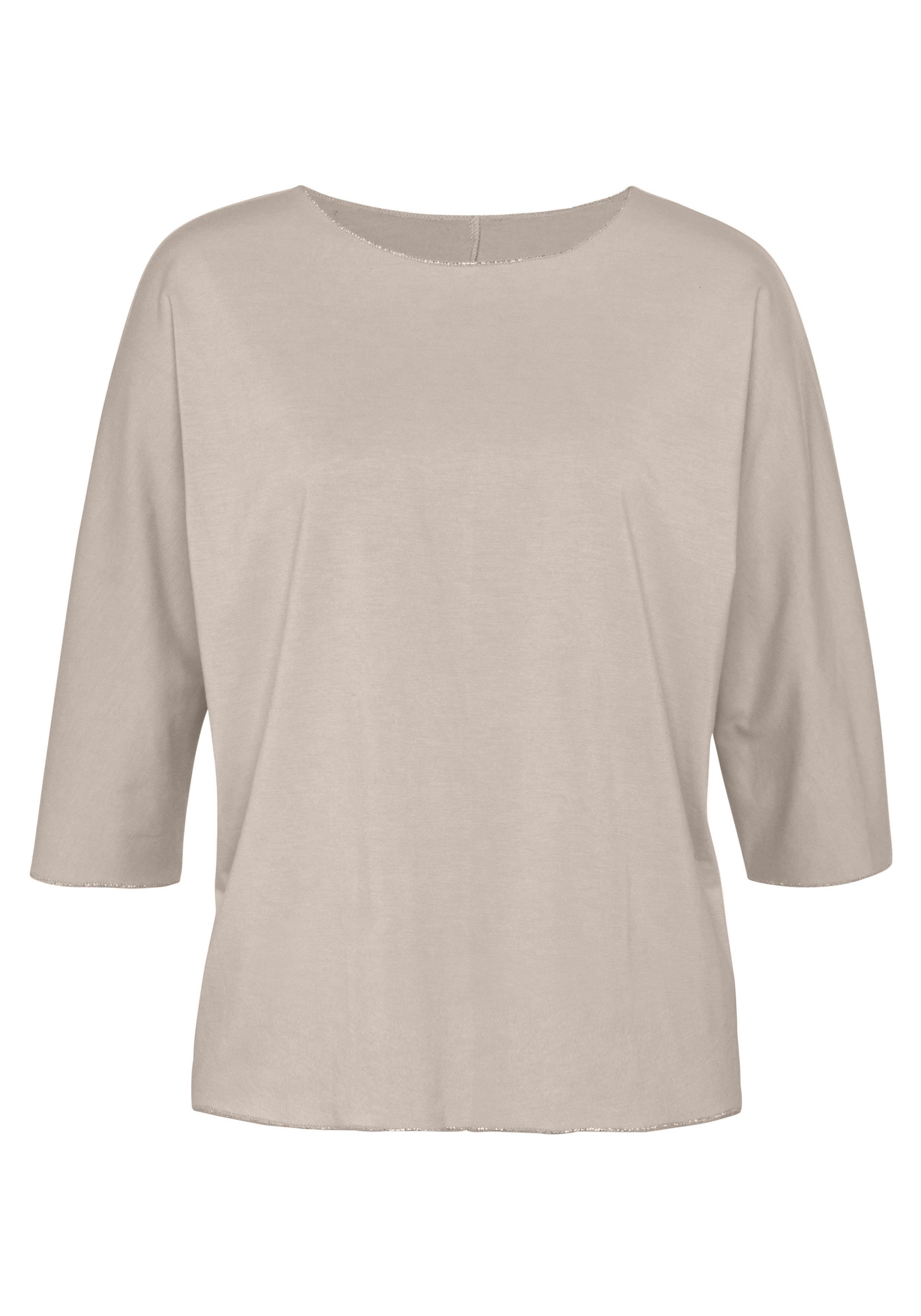 LASCANA Rundhalsshirt "mit eleganten Glitzerabschlüssen", aus pflegeleichte günstig online kaufen