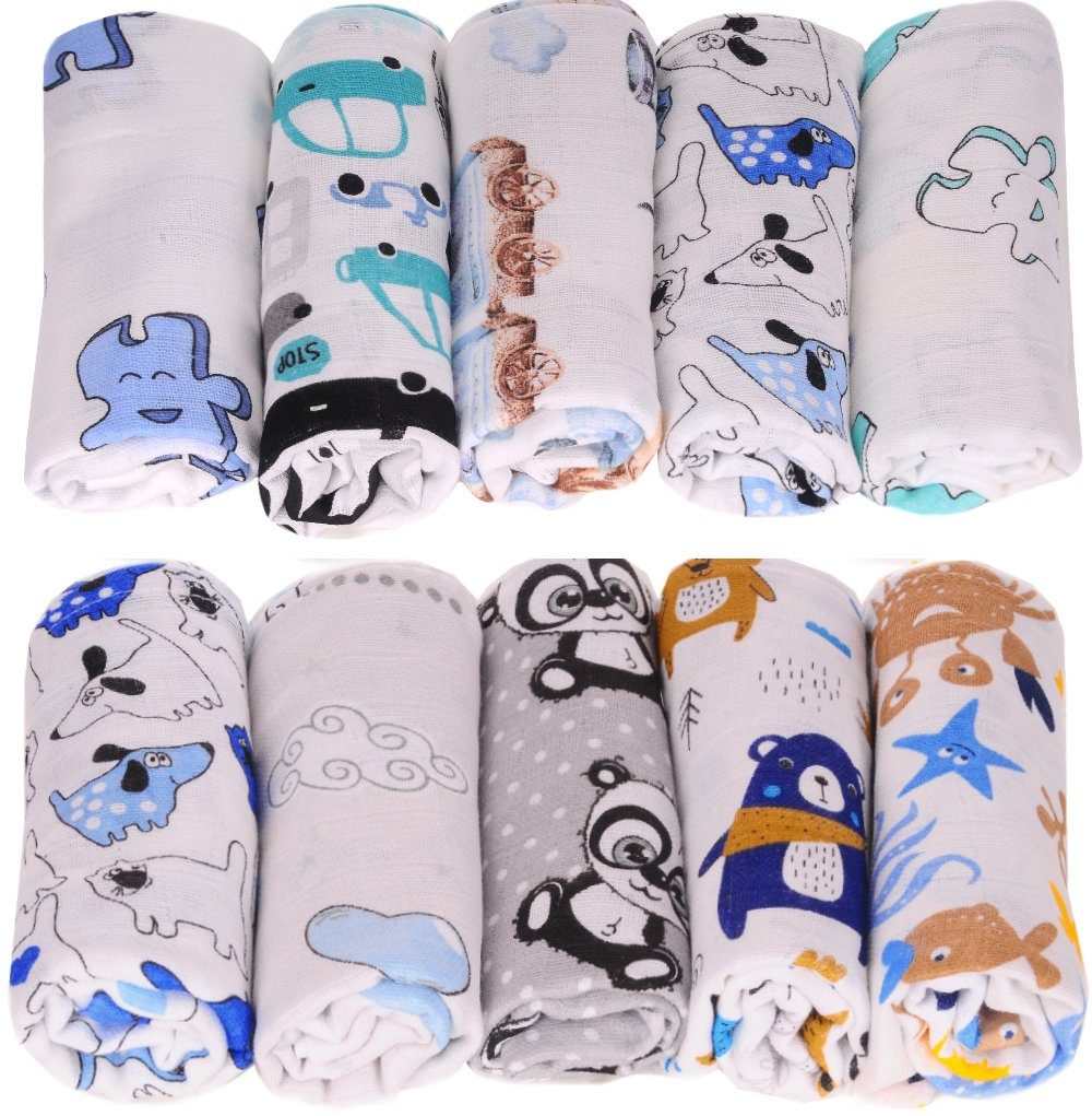 La Bortini Stoffwindeln Spucktücher Baby Mullwindeln 10er Pack Babytücher, aus reiner Baumwolle, große Packung