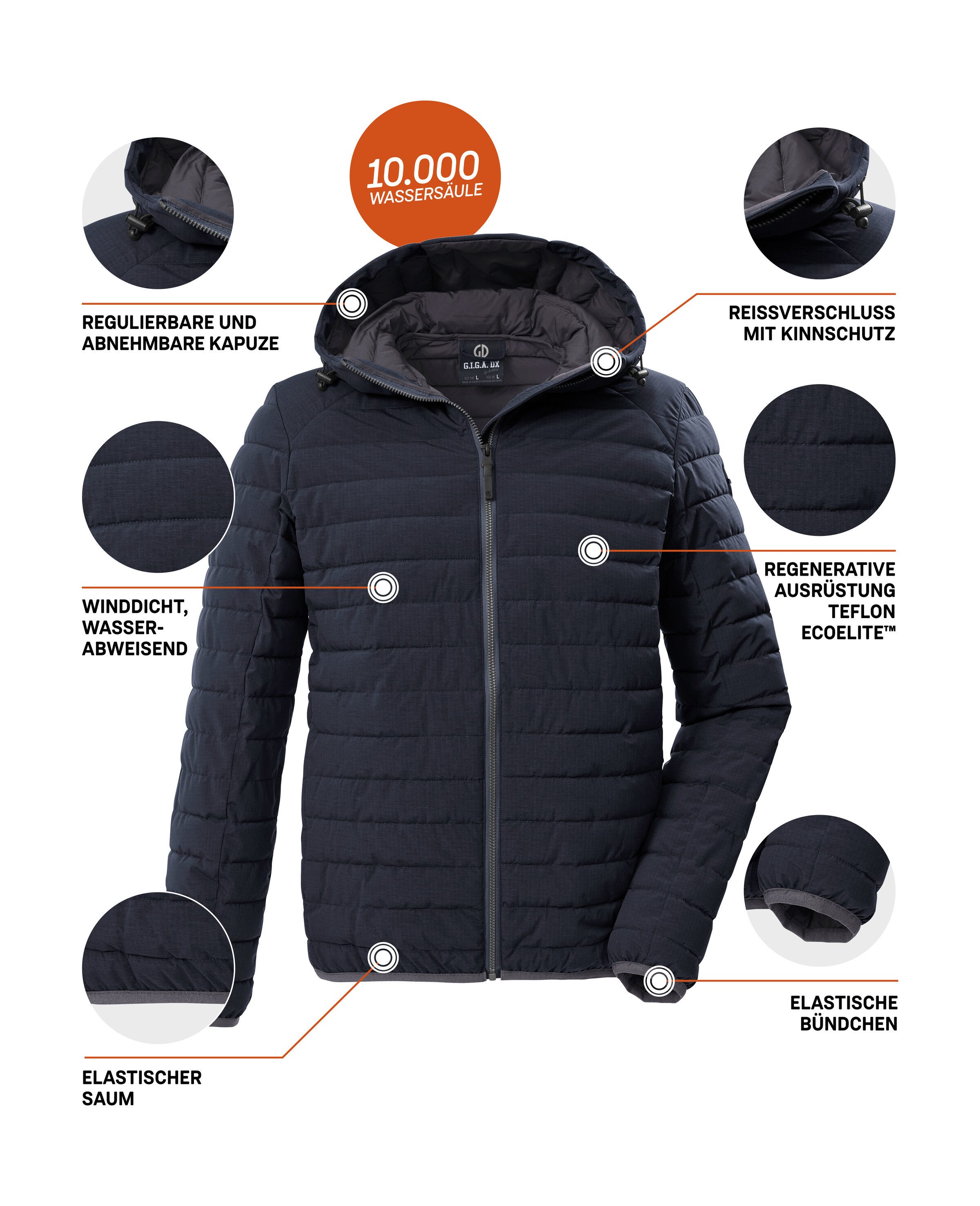 G.I.G.A. DX by killtec Steppjacke GS 86 MN QLTD JCKT Schmale, wasserabweisende Herren Steppjacke mit abnehmbarer Kapuze – Bild 5 von 5