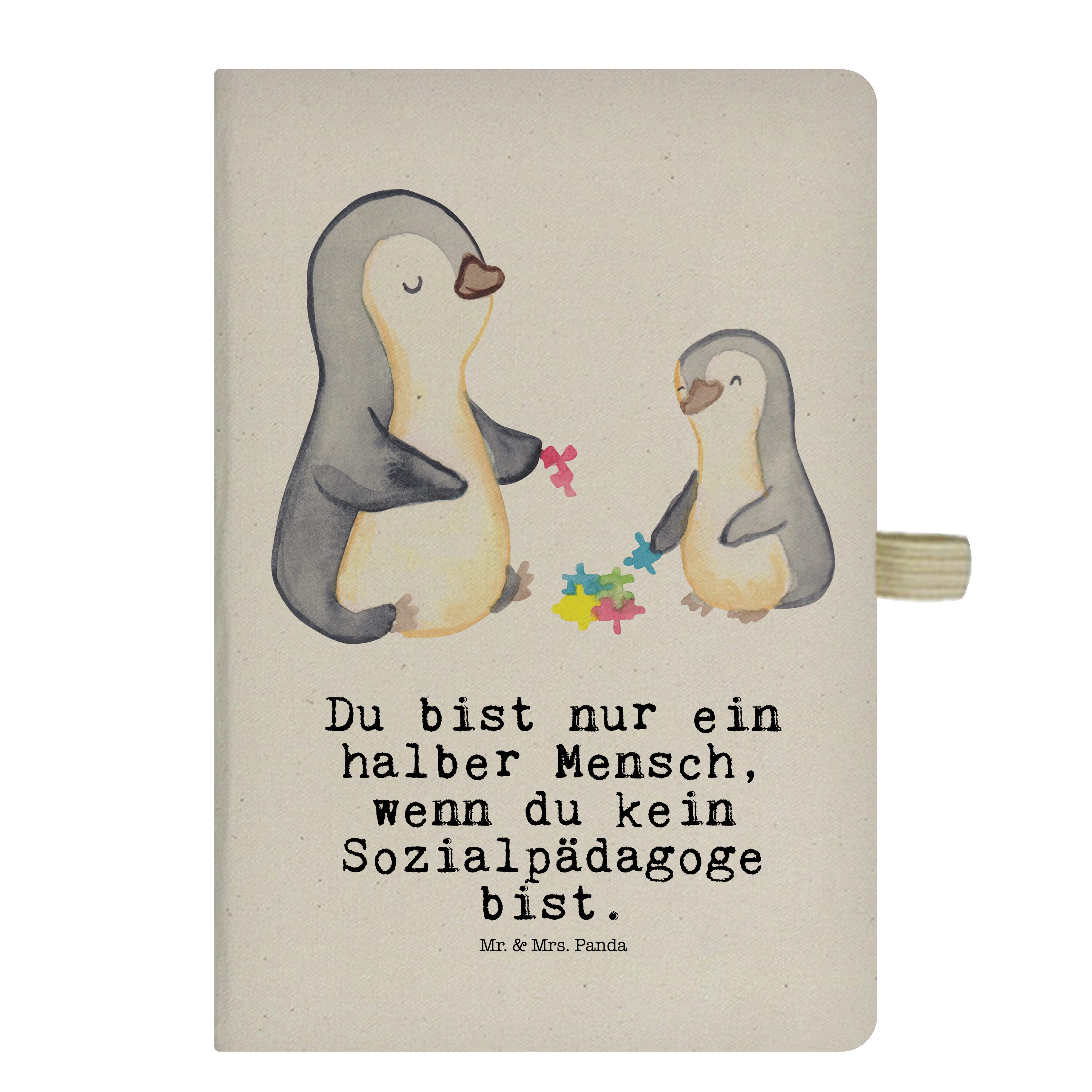 Mr. & Mrs. Panda Notizbuch Sozialpädagoge mit Herz - Transparent - Geschenk, Notizheft, Notizen, Mr. & Mrs. Panda