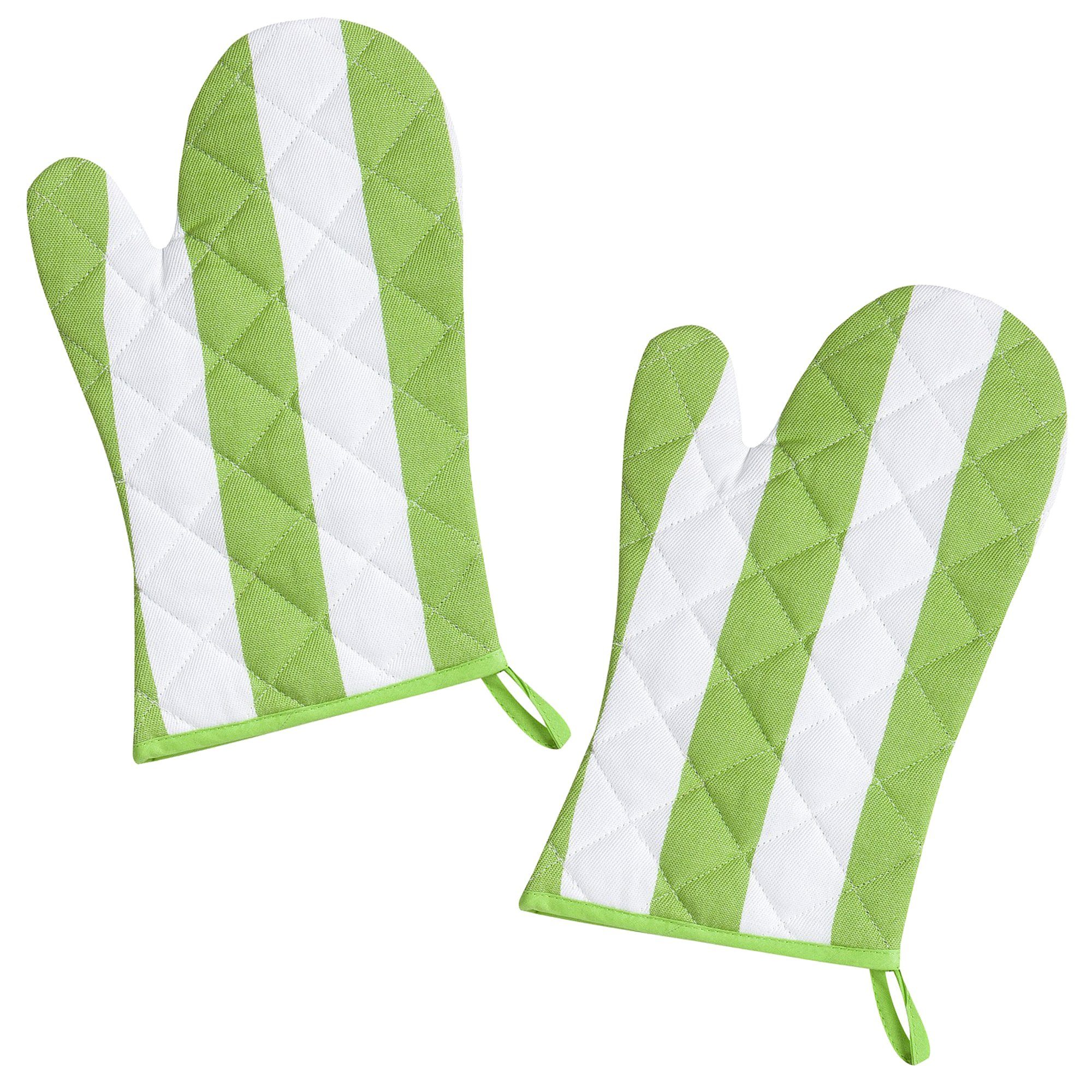 Kracht Topfhandschuhe Blockstreifen, (Set, 2-tlg., Set), 2er Set Ofenhandschuhe, wattiert, ca. 20x30 cm