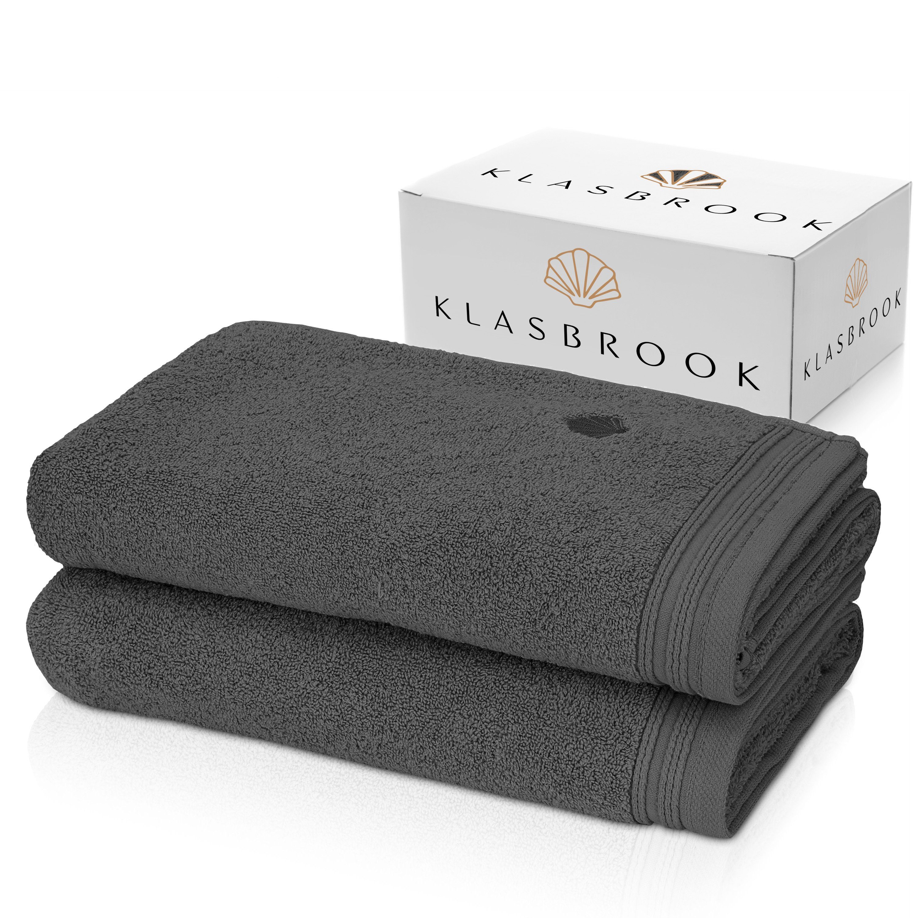 KLASBROOK Handtuch Set Linnea, Luxus 4 Anthrazitgrau Baumwolle, flauschig oder 6 extra 100% 87 (2-tlg), teiliges Set, 2