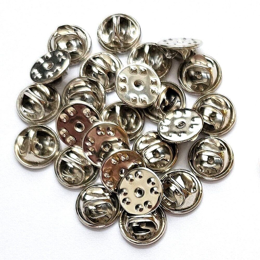 Anstecknadel 25 neue silberfarbene Verschlüsse Butterfly für Metall Pin Anstecker