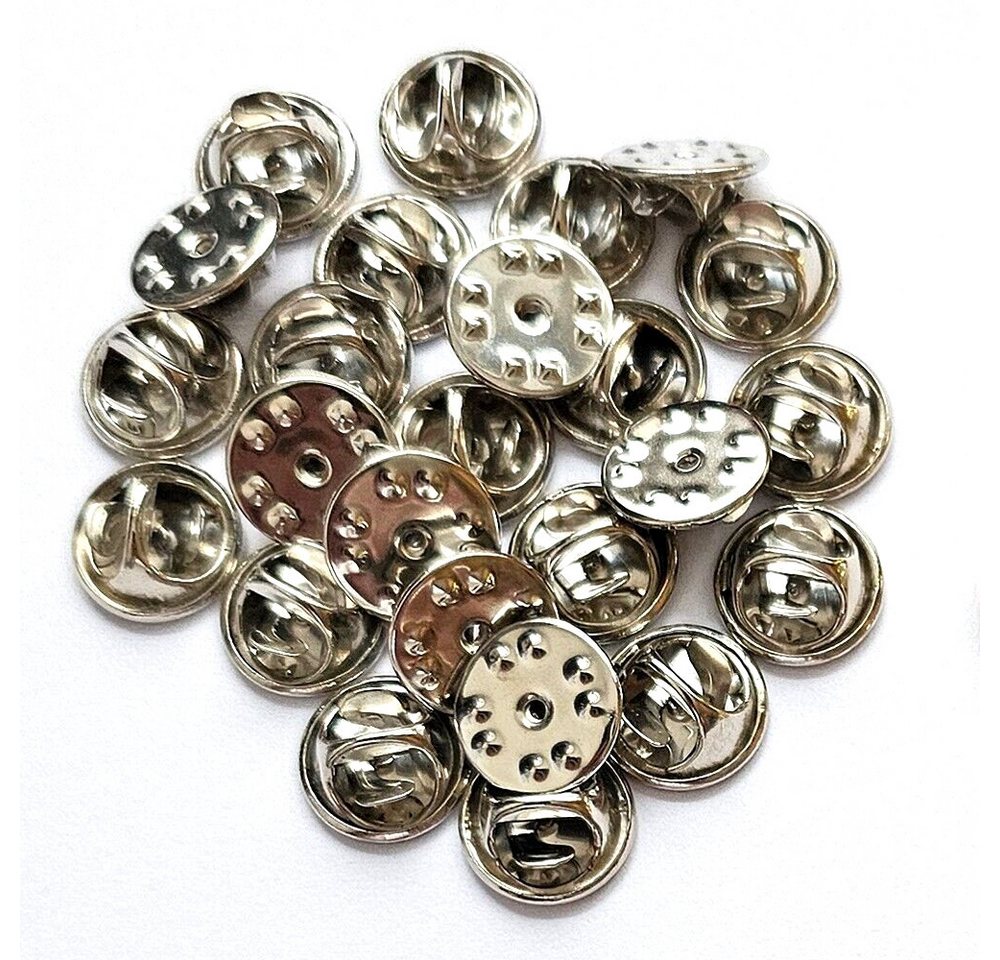 hegibaer Anstecknadel 25 neue silberfarbene Verschlüsse Butterfly für Metall Pin Anstecker (25-tlg), Beste Qualität