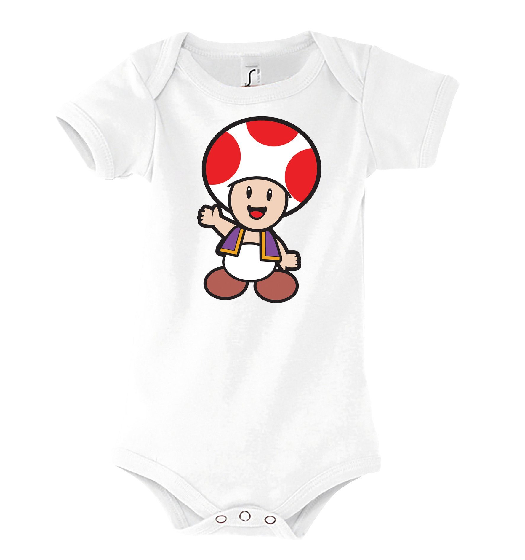 Youth Designz Kurzarmbody Baby Body Strampler Toad mit niedlichem Frontprint Weiß