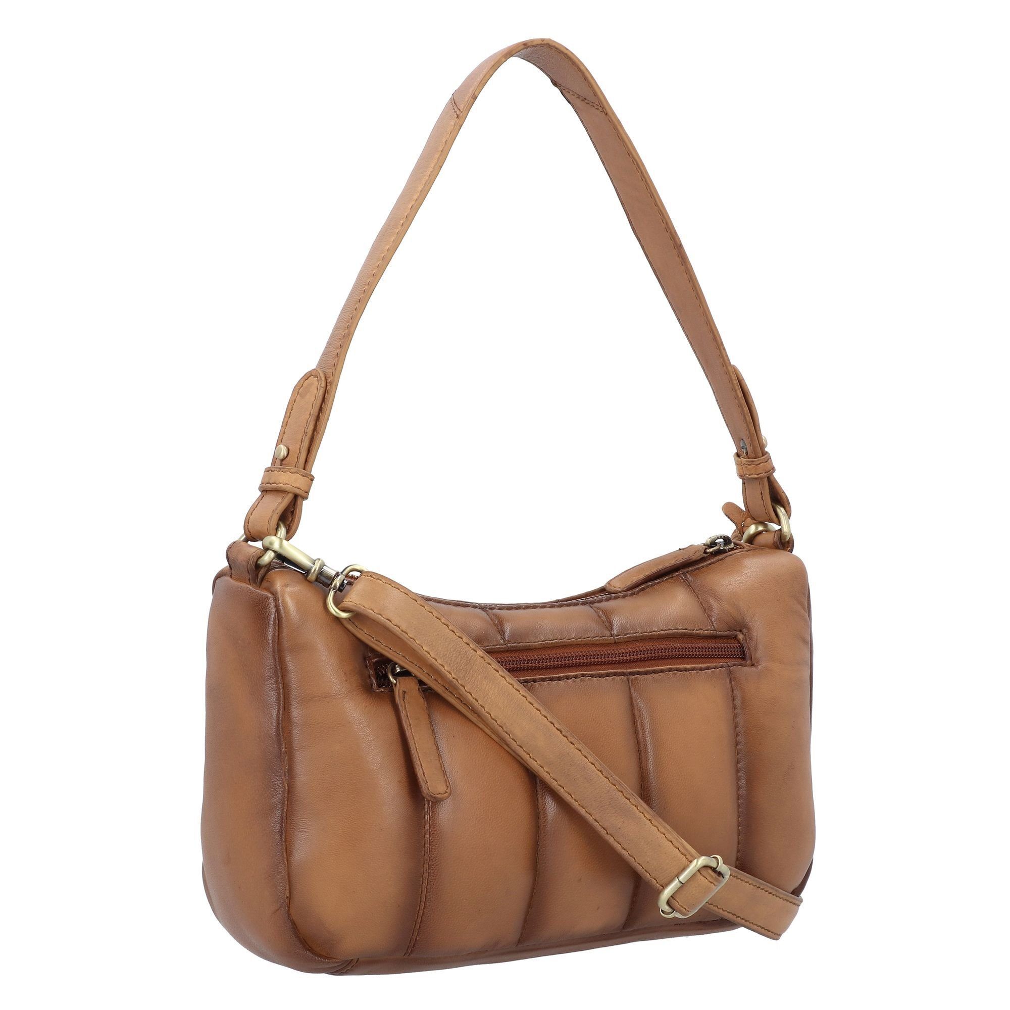 Burkely Schultertasche Drowsy Dani, cushion cognac Leder