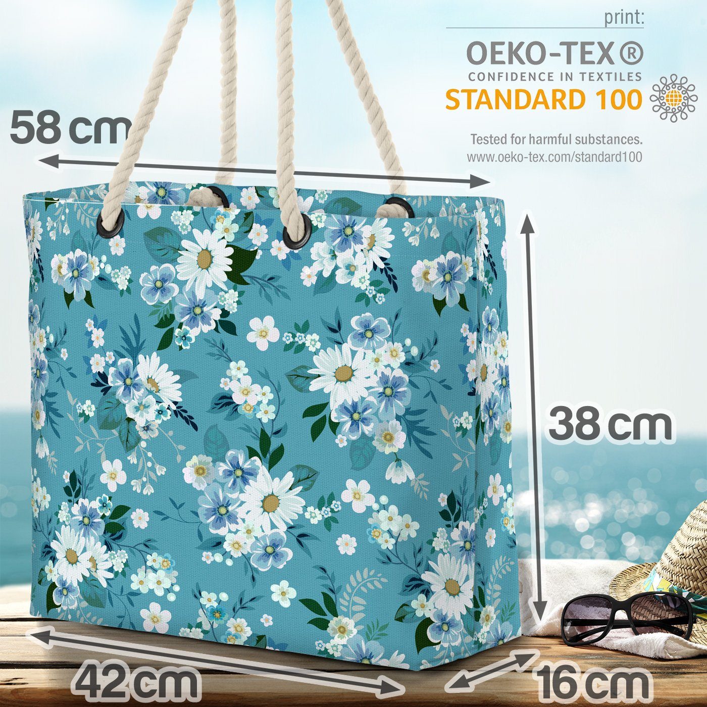 natur Bag Küche VOID textur kochen Blumen abstrakt Garte (1-tlg), Fashion Blume floral Strandtasche Beach