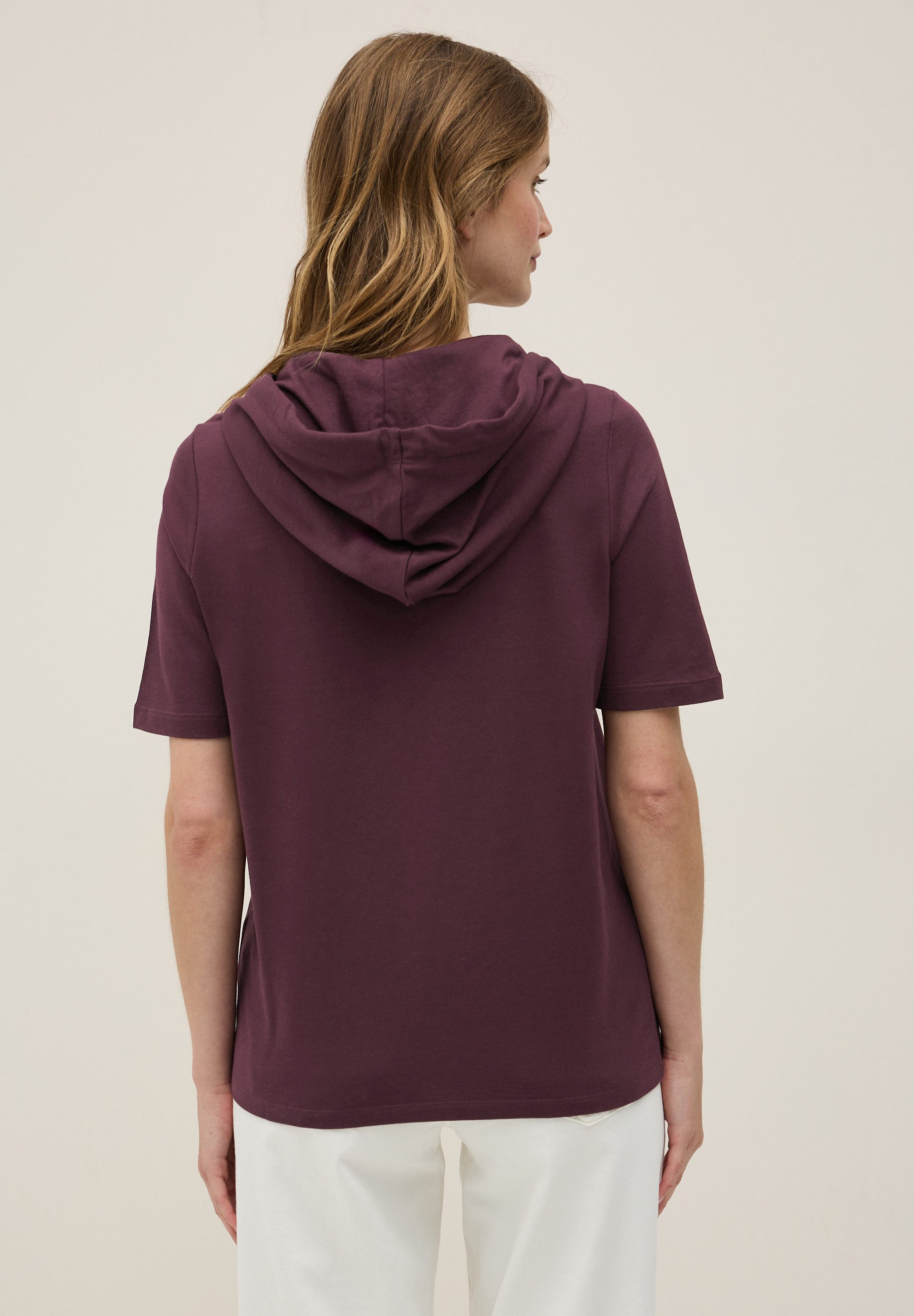 CECIL Kapuzensweatshirt Halbarm-Shirt mit Glitzer-Print und Kapuze günstig online kaufen