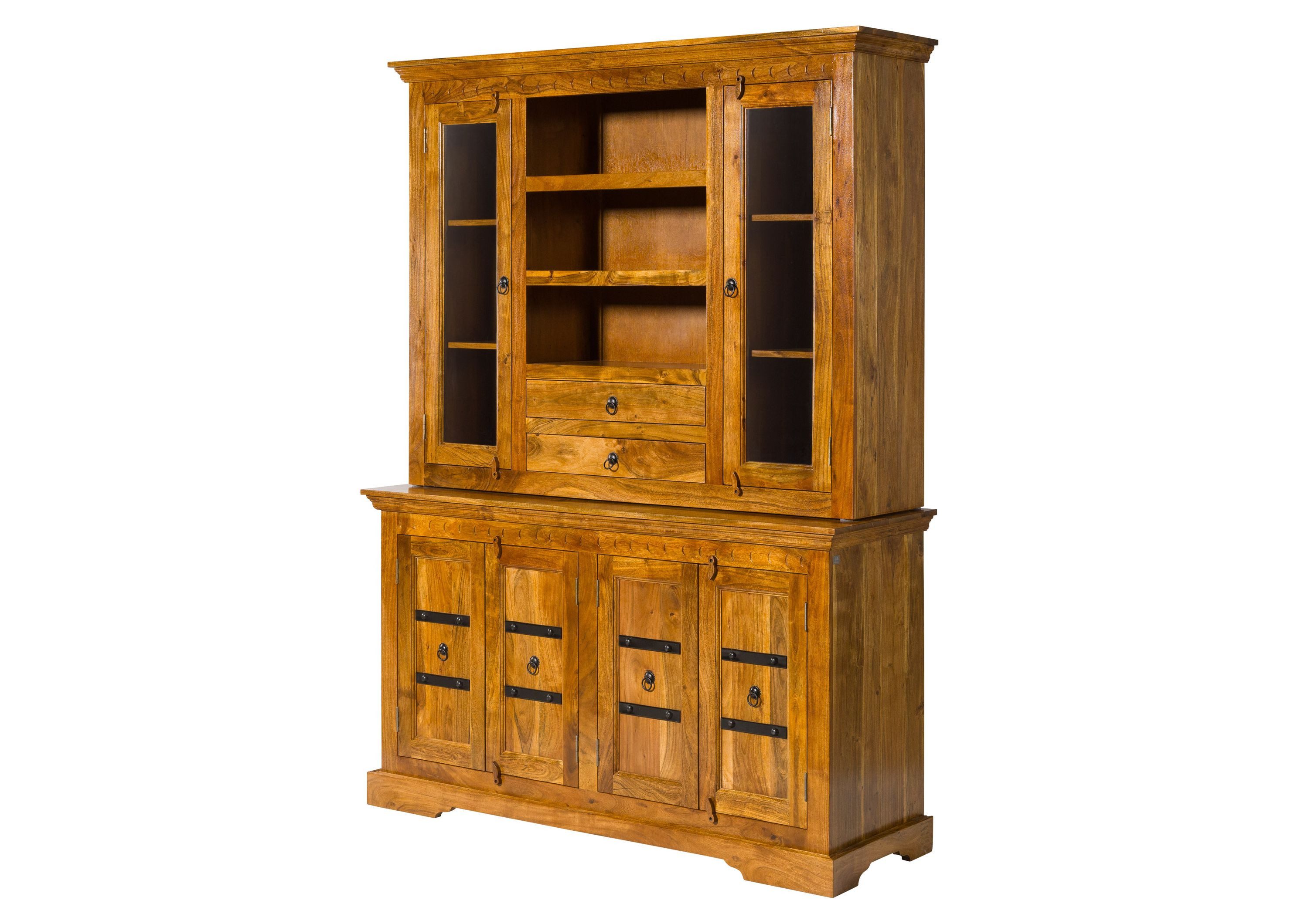 Massivmoebel24 Buffet OXFORD Akazie Massivholz hellbraun (Massivholz teilmontiert 154 OXFORD #0530) Akazie 150x50x200 cm (BxTxH) hellbraun lackiert