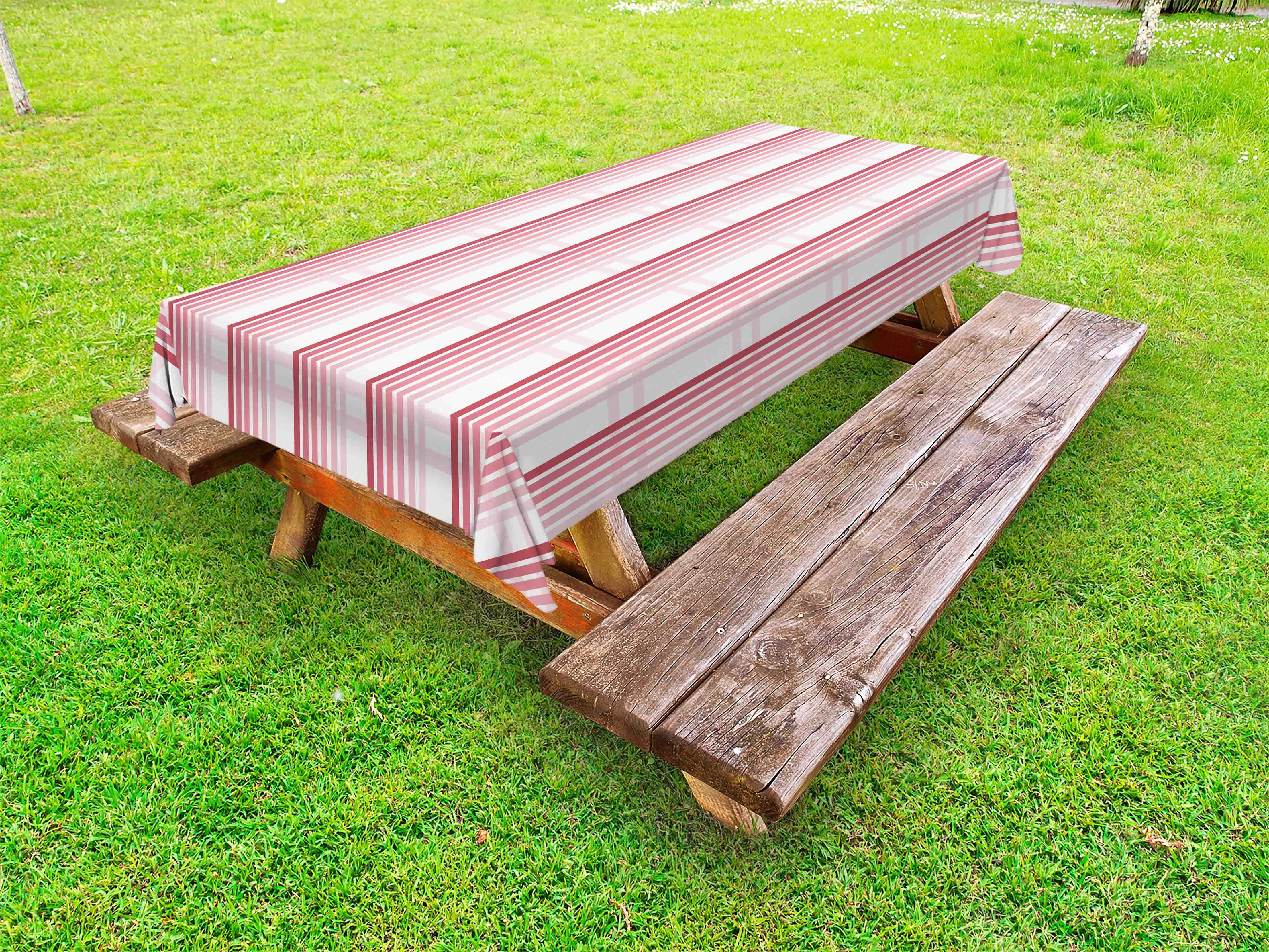 Abakuhaus Tischdecke dekorative waschbare Picknick-Tischdecke, Geometrisch Hell- bis dunkel Pinky Streifen