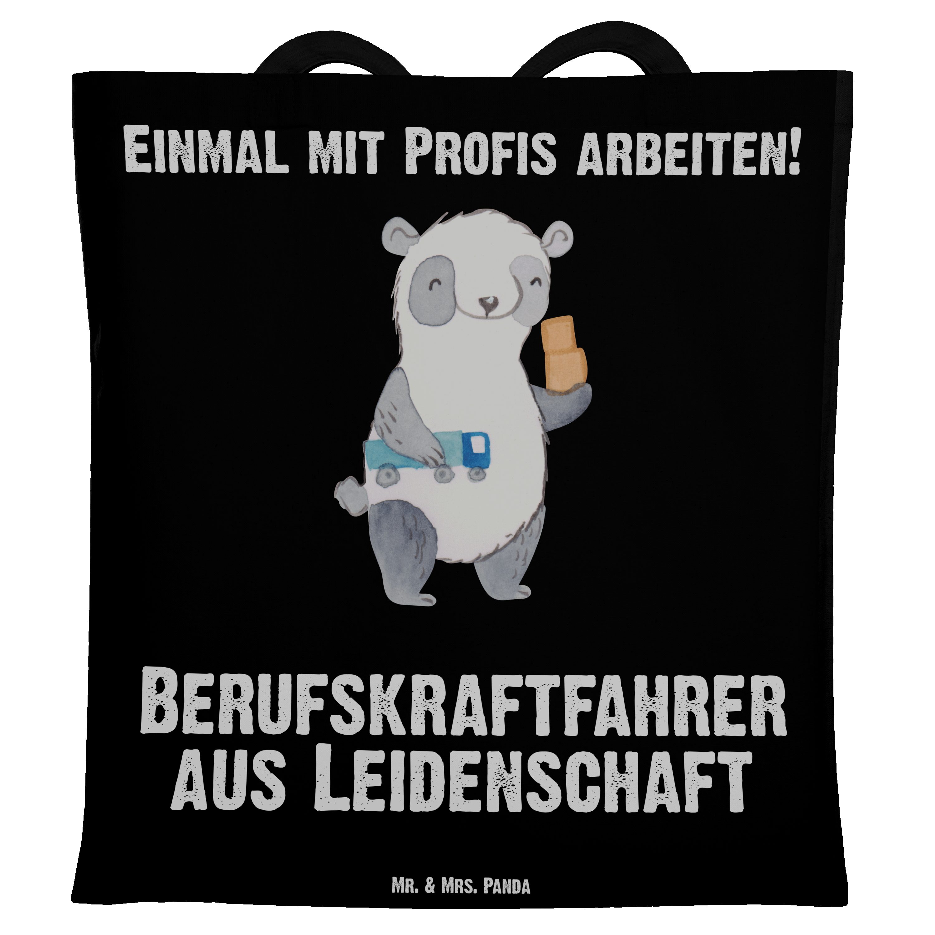 Mr. & Mrs. Panda Tragetasche Berufskraftfahrer aus Leidenschaft - Schwarz - Geschenk, Jubiläum, Be (1-tlg)