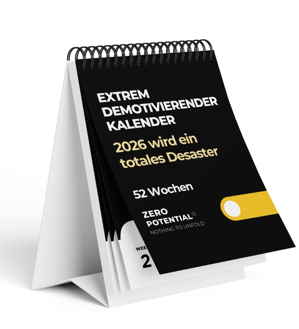 ZERO POTENTIAL Tischkalender Demotivierender Kalender 2026 sarkastische Sprüche Büro Deko Geschenk