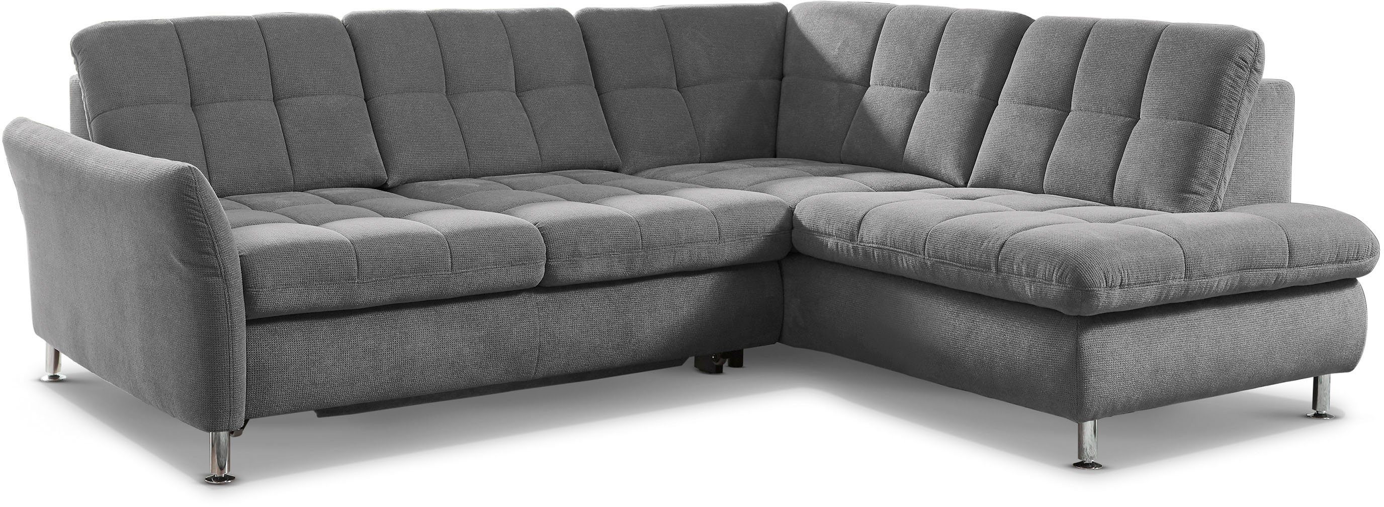 Die PlanBar Ecksofa MP-IN20016 L-Form mit Federkern-Polsterung, wahlweise mit Kopfstützen und Bettfunktion, mit Federkern-Polsterung