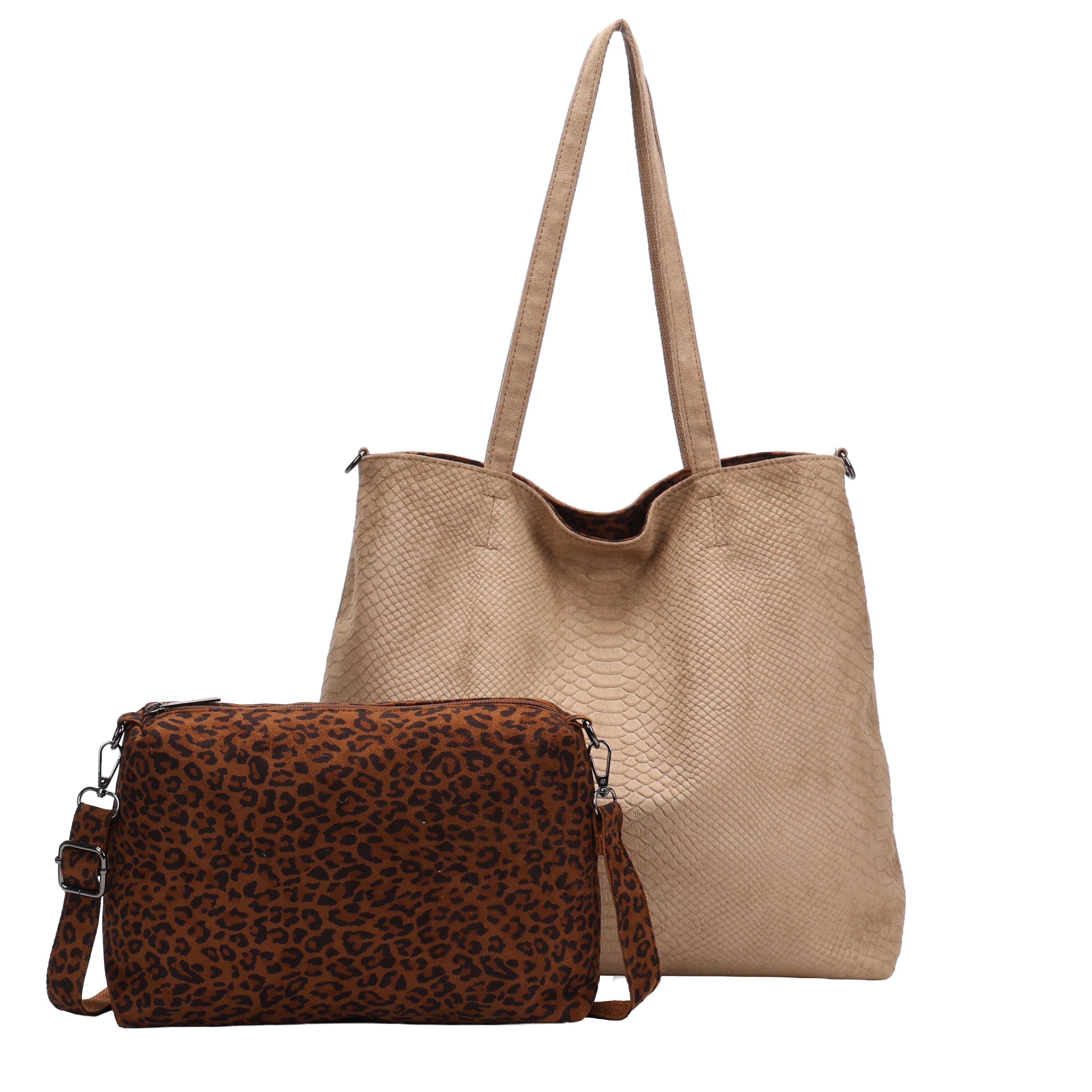 MIRROSI Shopper Damen Handtasche aus Kunstleder, mit Leo-Innentasche (Neue Kollektion Herbst/Winter 2026), große Henkeltasche, ca. 46x13x36 cm