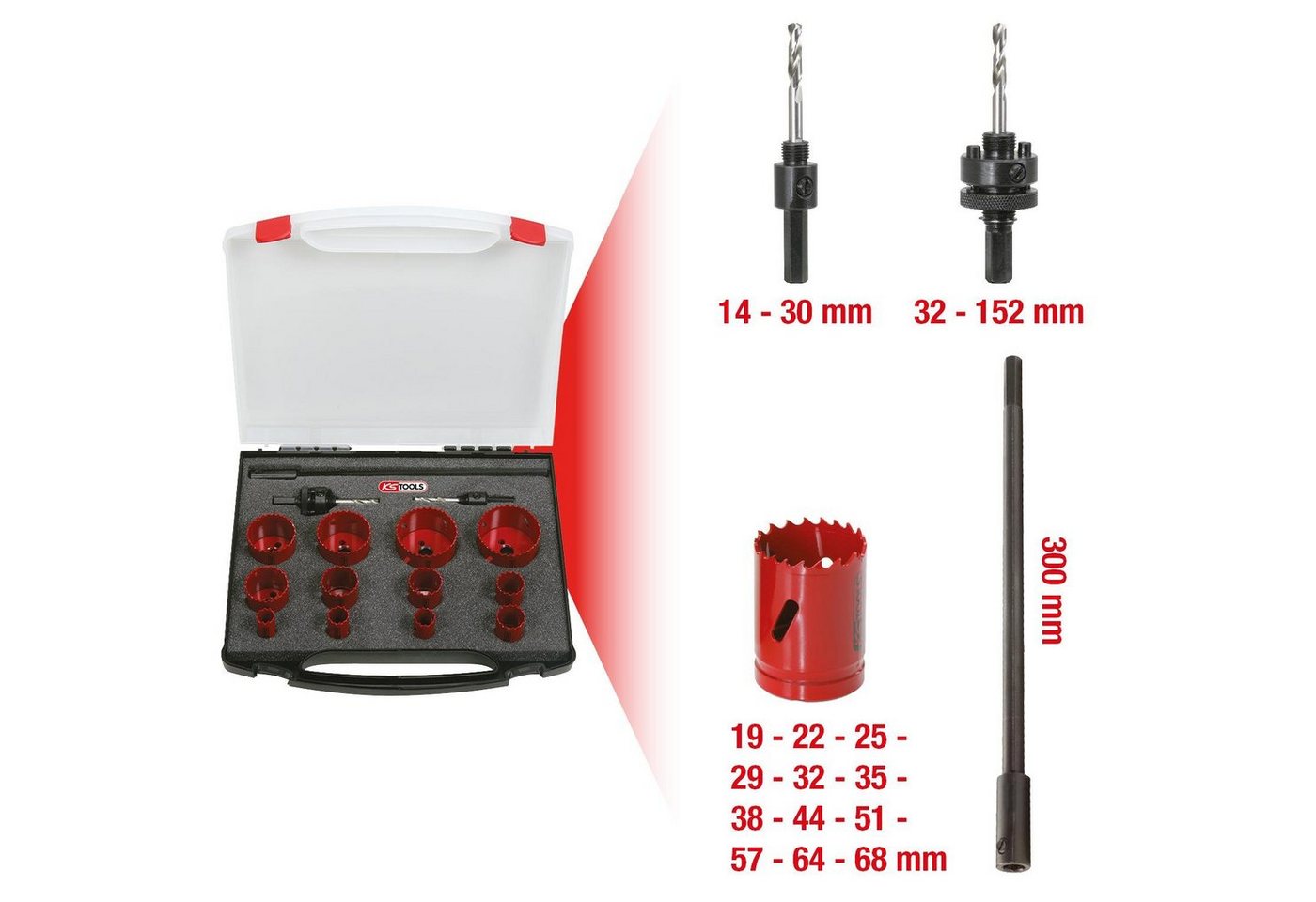 Thumbnail - KS Tools Lochsäge Universal-Lochsägen-Satz, 15-tlg
