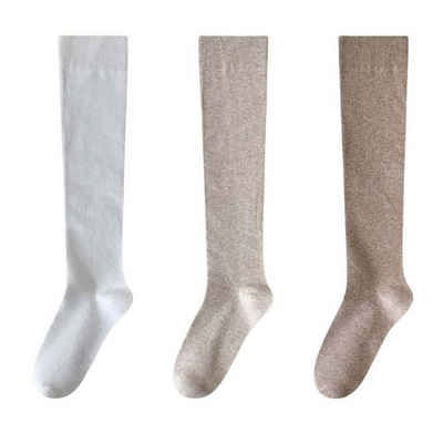 FIDDY Halterlose Strümpfe Damen Kniestrümpfe für Wärme, Rutschfestigkeit und Druckentlastung (3-Paar) 3er-Pack, lässig warm, Strümpfe, Alltagskleidung
