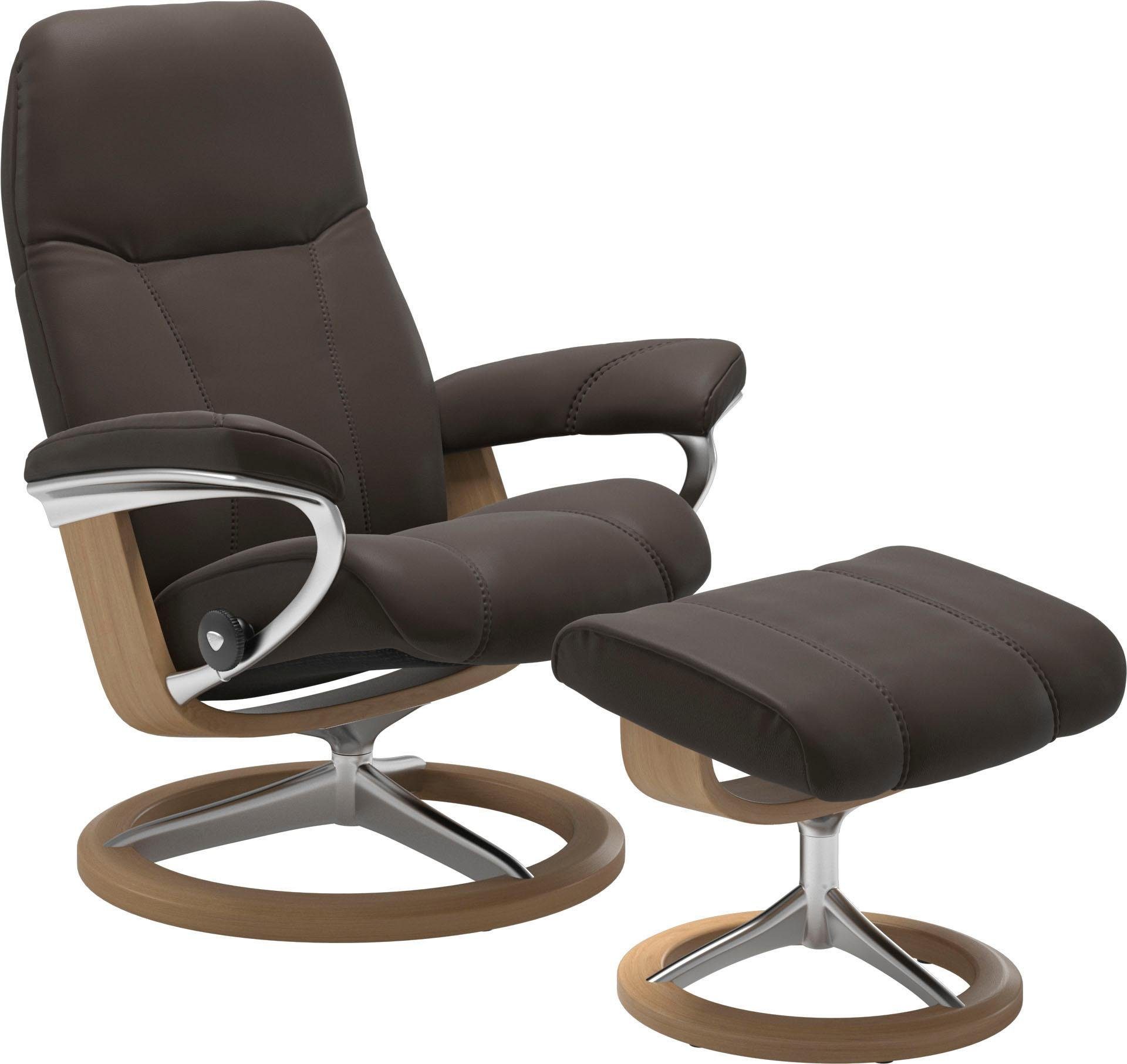 Stressless® Relaxsessel Consul (Set, Relaxsessel Hocker, mit Gestell Eiche mit Base, mit L, Signature Größe Hocker)