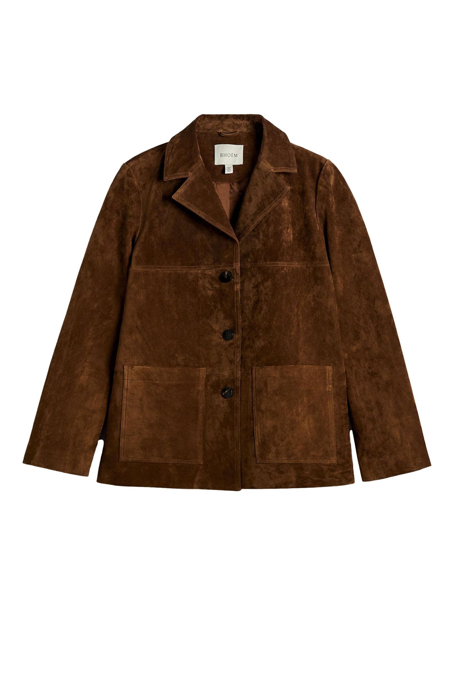 Bhoem Jackenblazer BHOEM Gerade Jacke echtes Veloursleder, hellbraun (1-tlg)