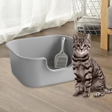 DOPWii Katzentoilette Halboffene Katzentoilette mit hohem Rand spritzwassergeschützte, Katzentoilette für kleine und große Katzen