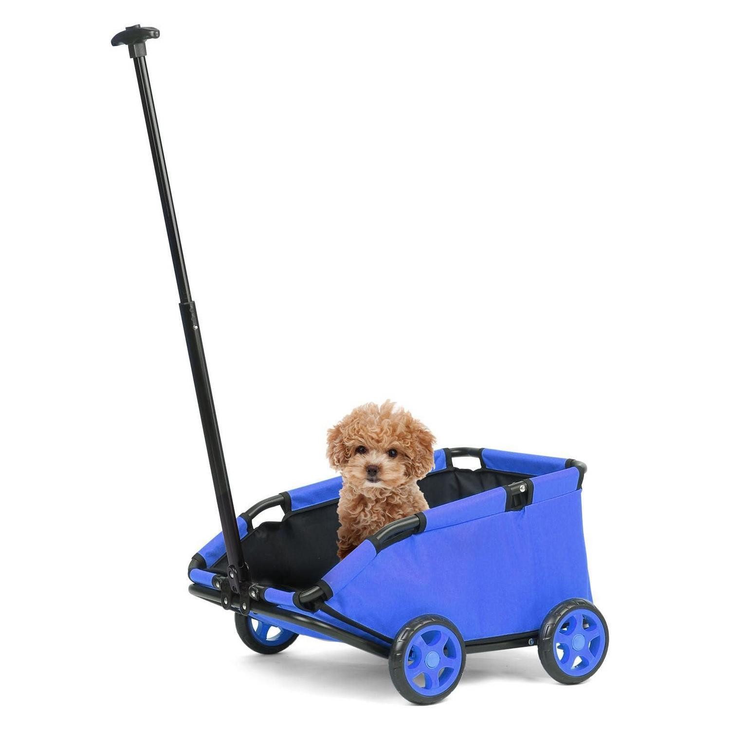 LuxusKollektion Trolleyset Hundebuggy 4 Räder faltbar blau