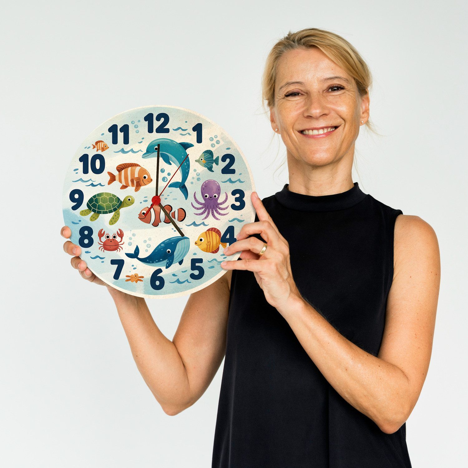 speecheese Wanduhr Meerestiere Aquarellstil Kinder Wanduhr aus MDF günstig online kaufen