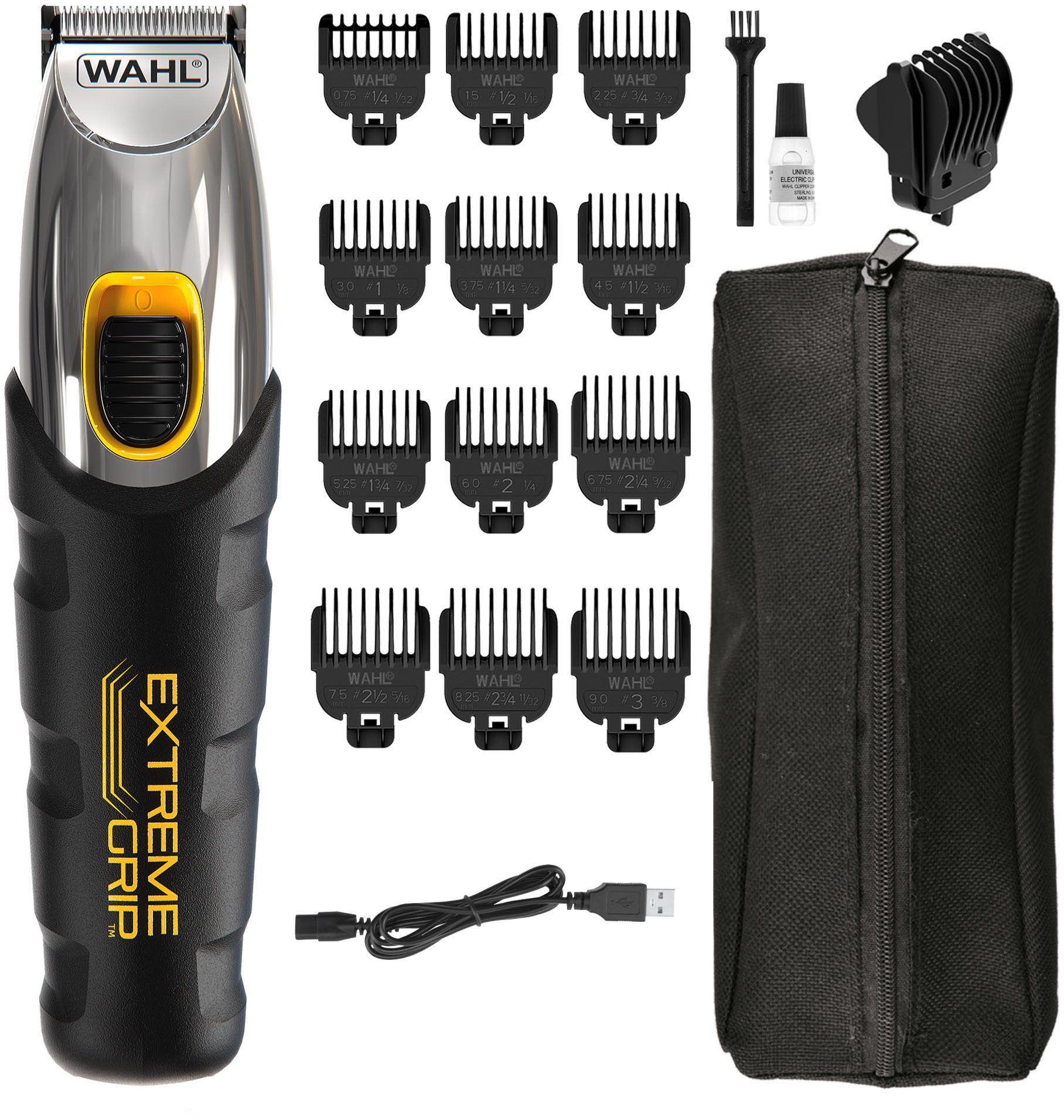 Wahl Bartschneider Extreme Grip, 19-teiliges Akku-Bartschneider Set, Rutschfester Griff, Lithium-Ionen-Technologie, USB Aufladung