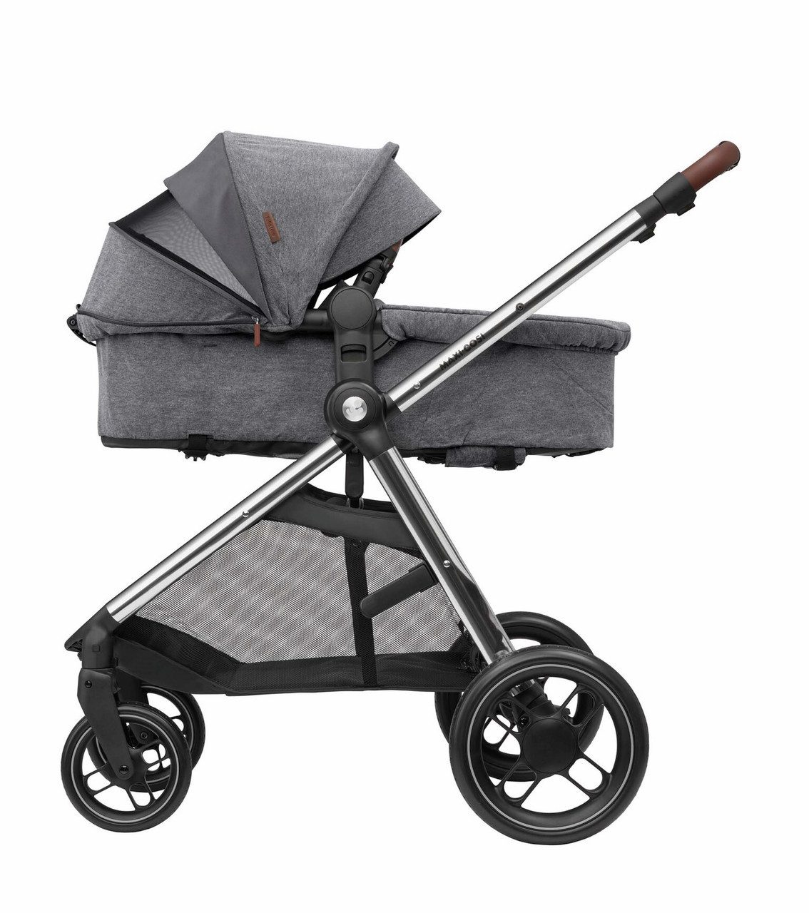 Maxi-Cosi Kinder-Buggy MC ZELIA3 TWILLIC GREY FR (CHROME FRAME & BROWN LEATHER), Luxuriöses, erstklassiges Design  2-in-1-Sitzeinheit Leicht zusammenk…