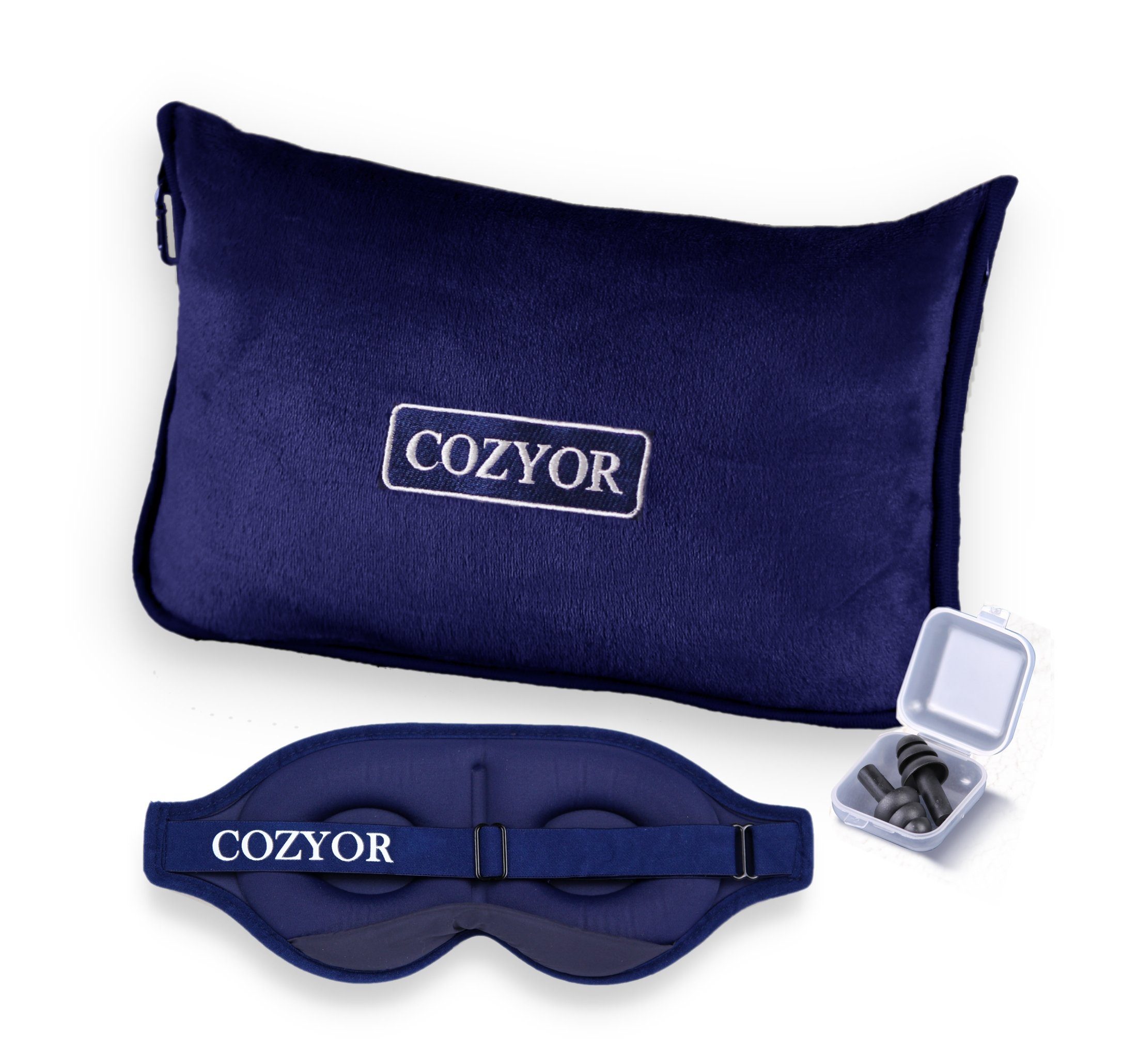 Cozyor Schlafmaske 100% Blackout-Effekt 3D Augenmaske mit ergonomischem Design, Reiseset klein & kompakt, blau Ocean, 2-tlg., extra Polsterung und variable Passform
