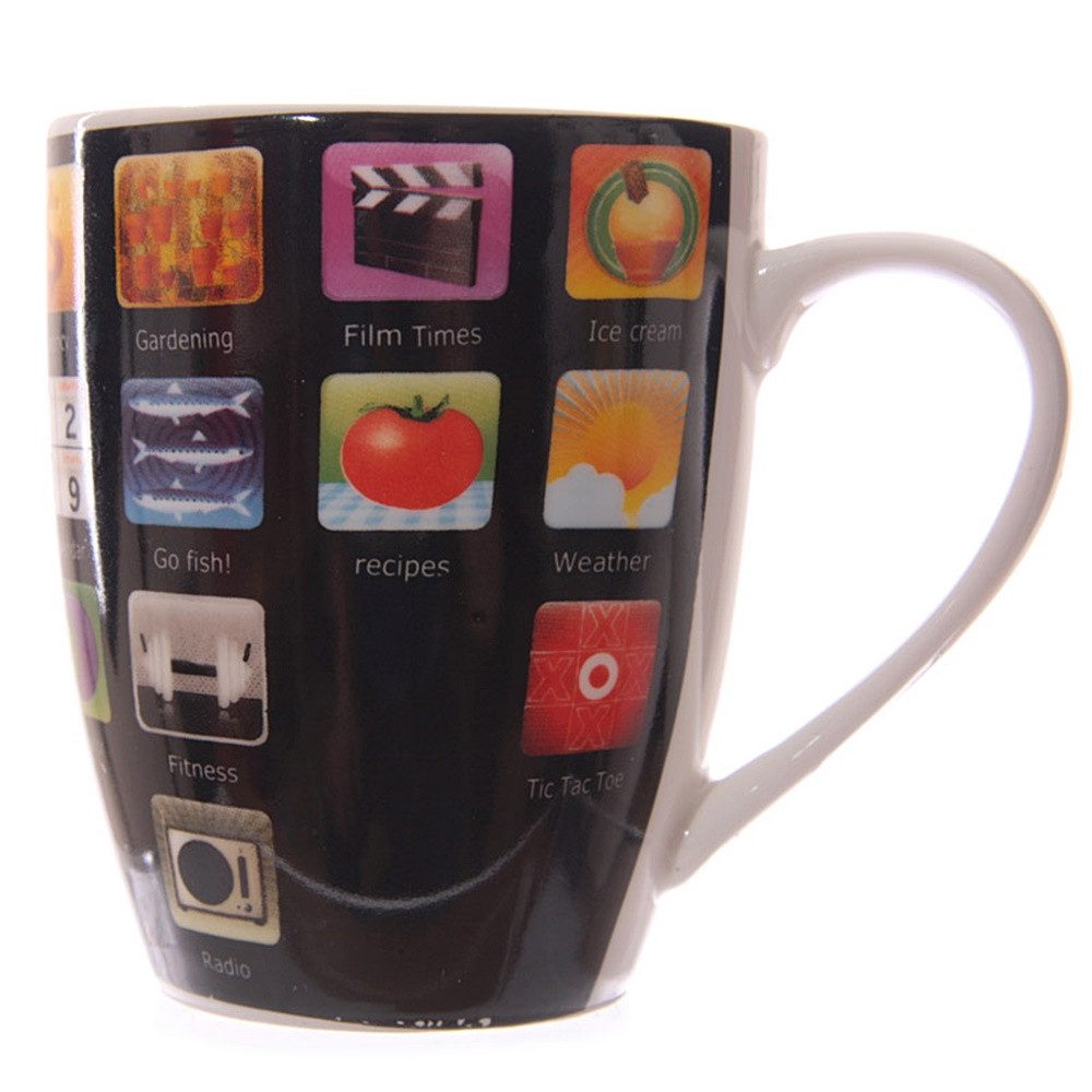Puckator Tasse mit App-Design aus Porzellan ~ Füllmenge ca. 300ml, Porzellan