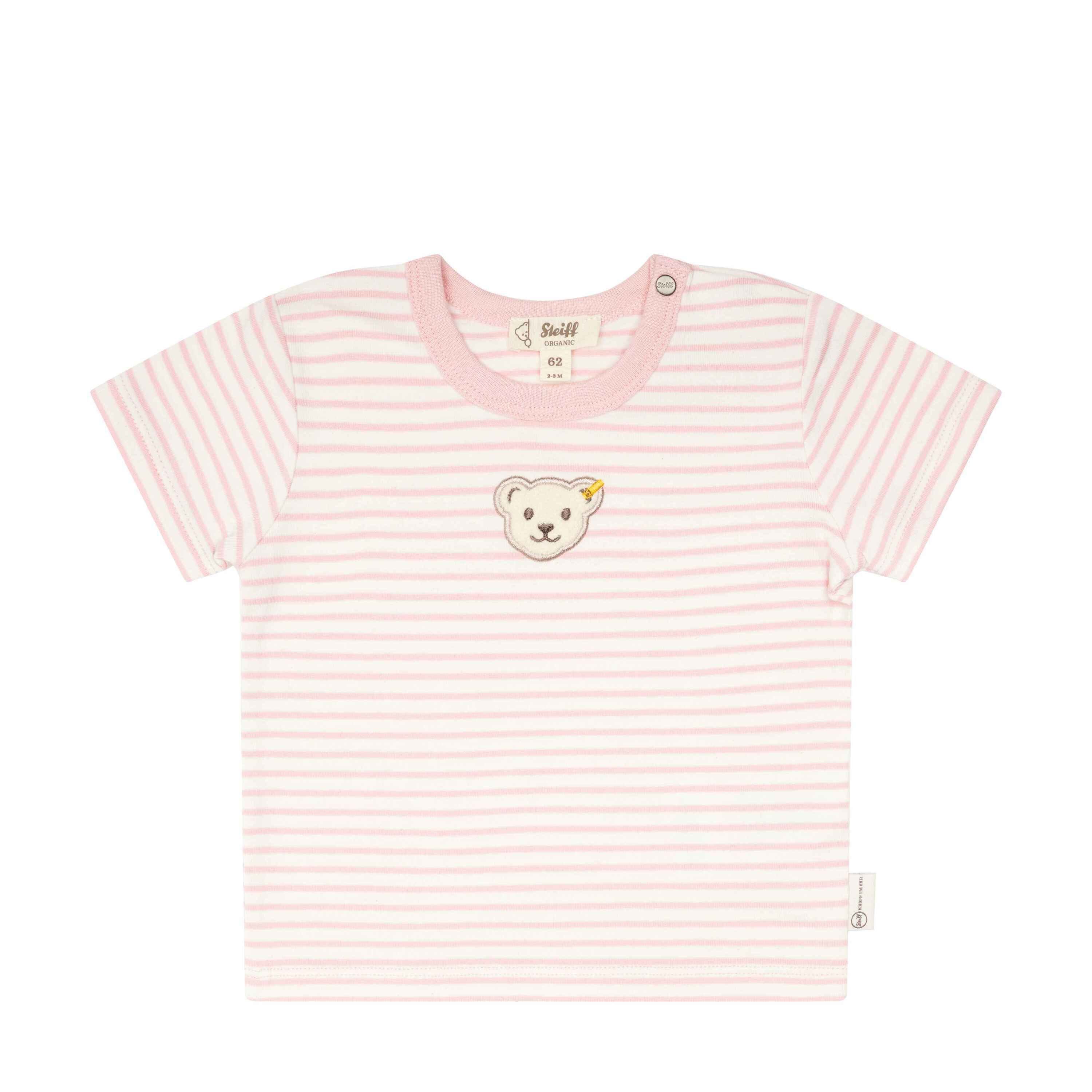 T-Shirt pink Teddykopf kurzarm mit Wellness Steiff silver T-Shirt Baby GOTS