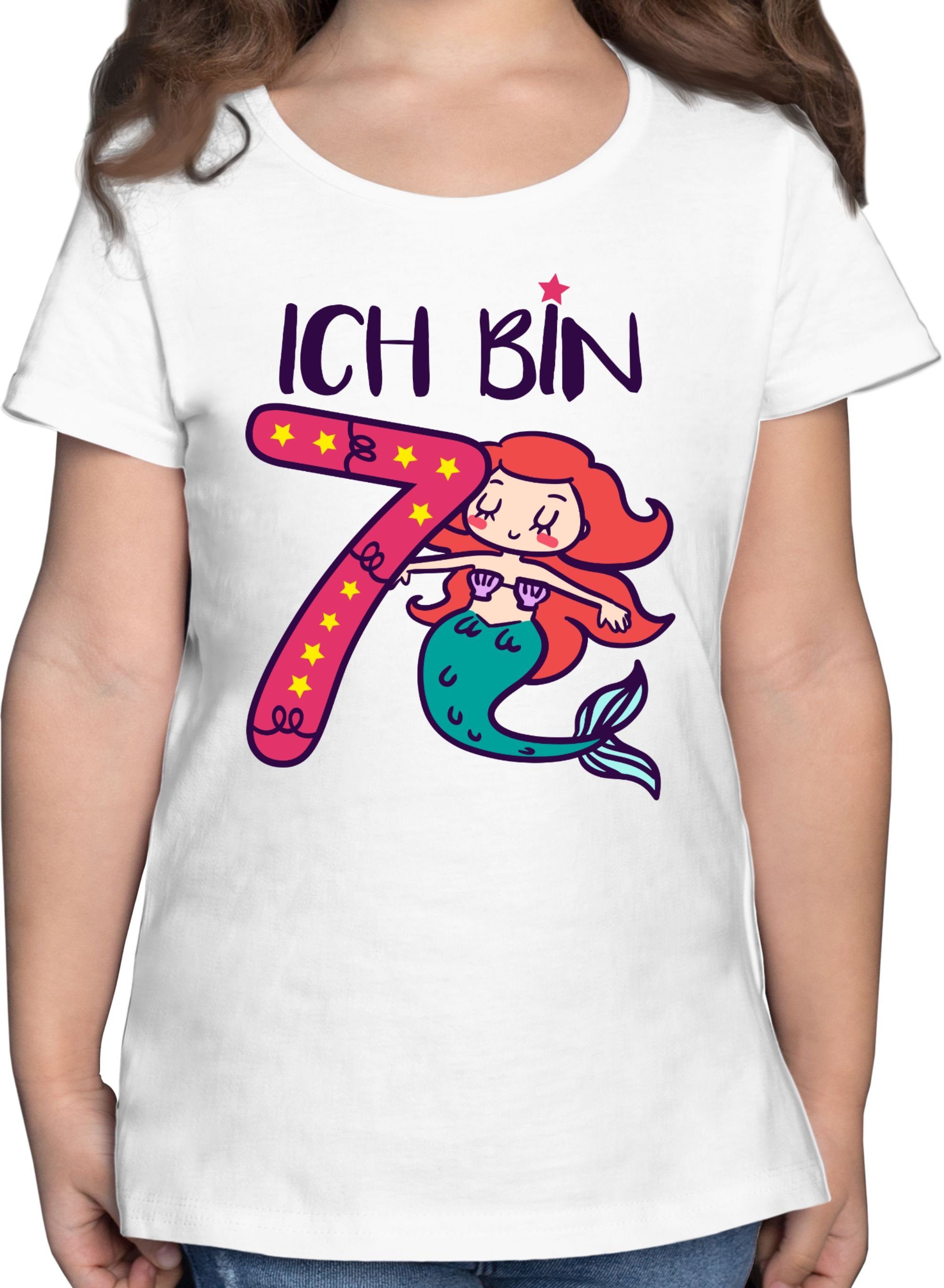 Geburtstag sieben bin Shirtracer Meerjungfrau 7. Weiß Ich 3 T-Shirt