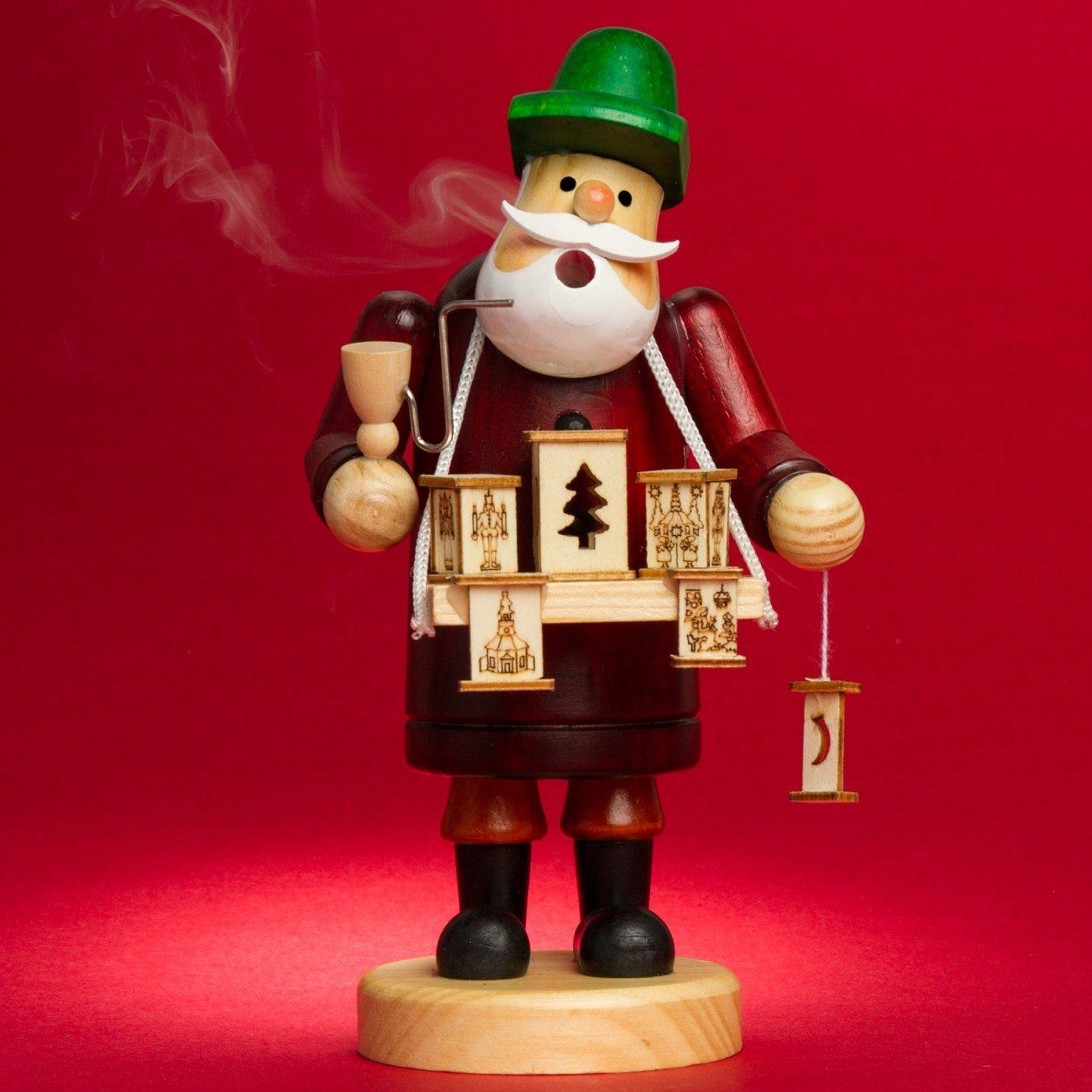 SIKORA Weihnachtsfigur RM-A verschiedene Motive aus Größen Räuchermännchen A16 Laternenverkäufer - 3 Holz rot