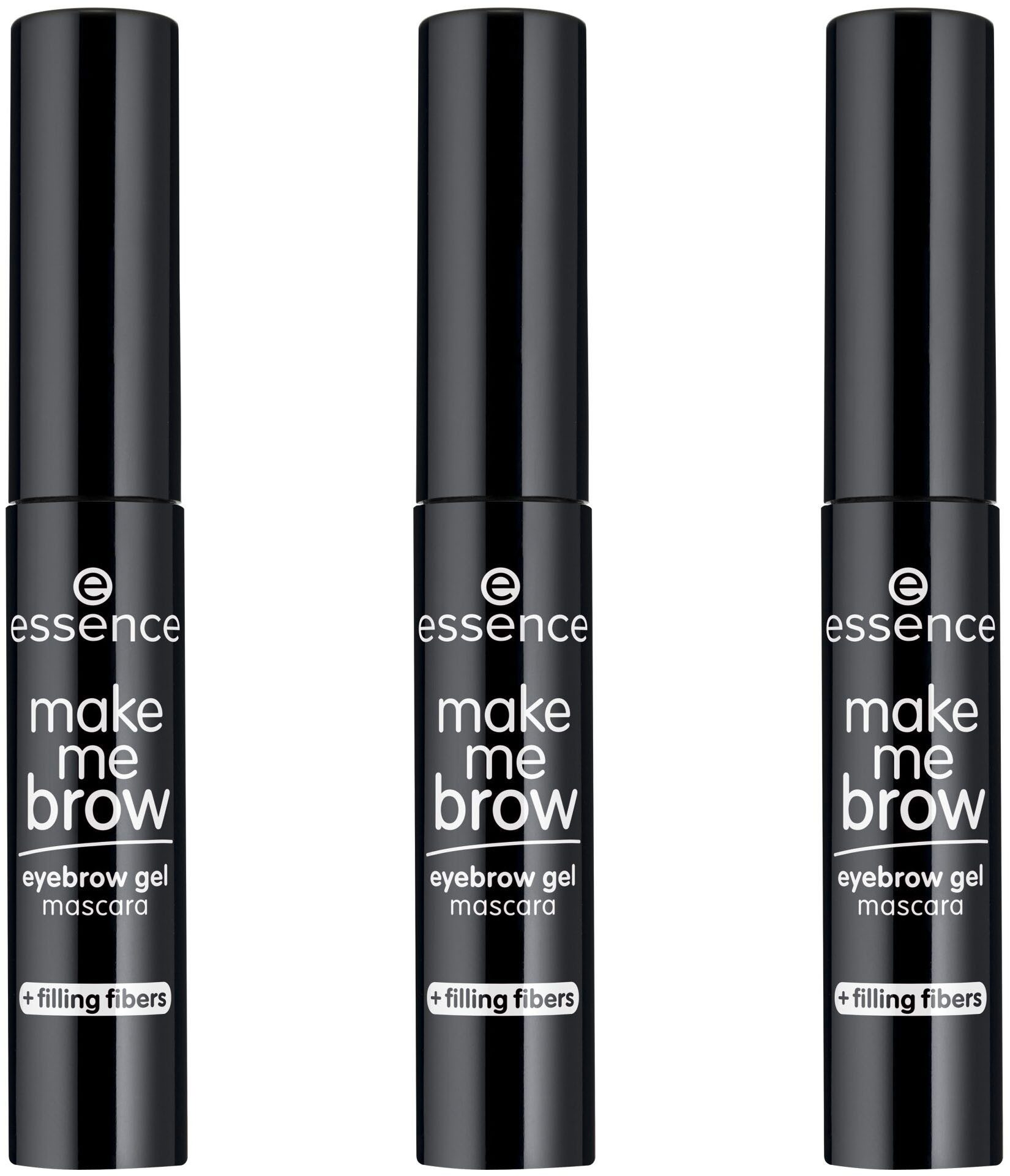 Essence Augenbrauen-Gel make me BROW eyebrow gel mascara, 3-tlg., Mit winzigen Fasern, bietet Farbe und Volumen, natürlicher Look.