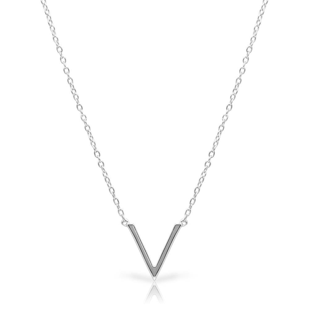lanii Silberkette lanii Kette mit V-förmigem Anhänger 925er Silber