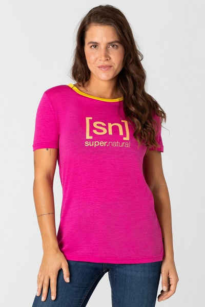 SUPER.NATURAL Print-Shirt Merino T-Shirt W THE ESSENTIAL LOGO TEE pflegeleichter Merino-Materialmix