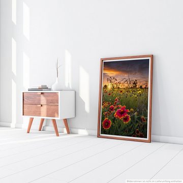 Sinus Art Poster 90x60cm Poster Blumewiese bei Sonnenuntergang