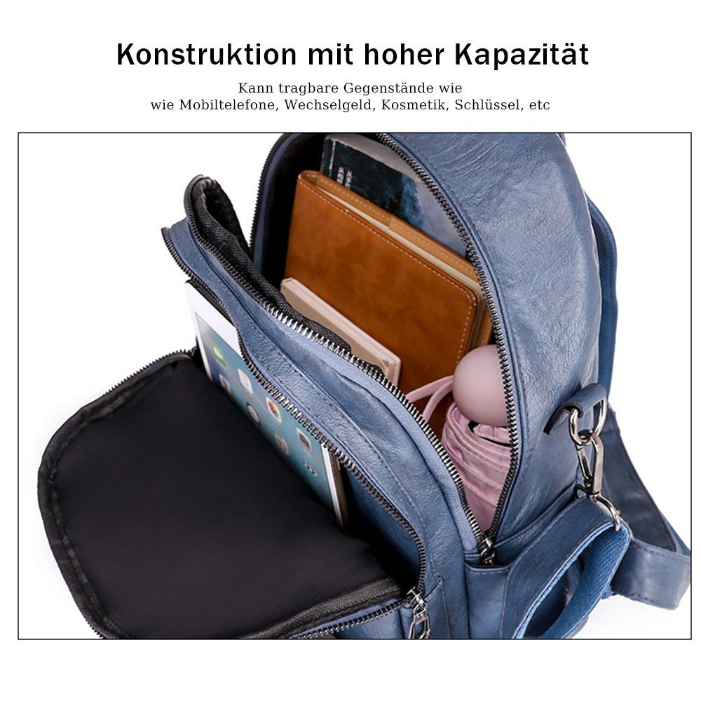 Schwarz VIVIHEYDAY (Schultertasche), Tagesrucksack, für lässiger Damen Rucksack Modischer mittelgroß aus Kunstleder