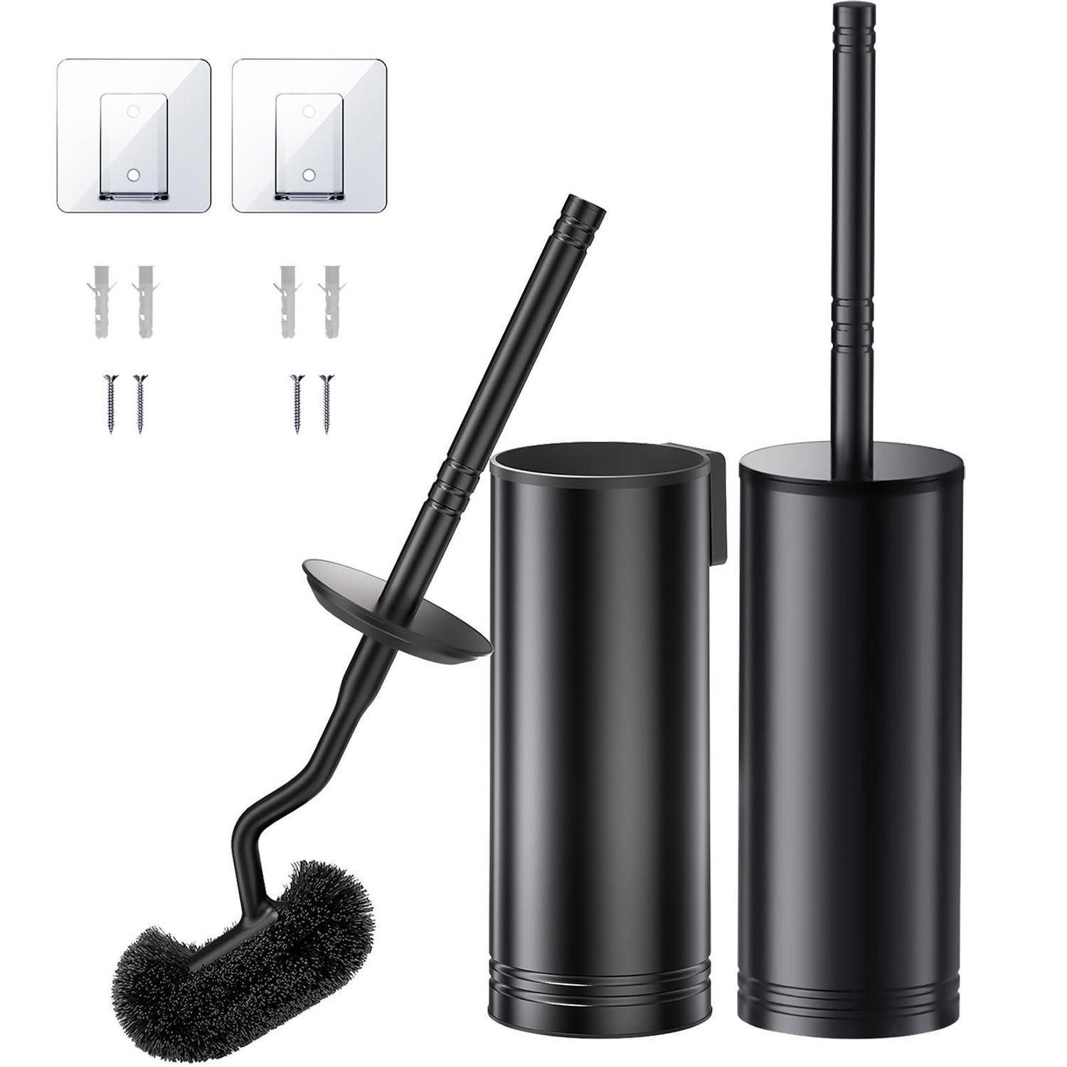 LuxusKollektion WC-Reinigungsbürste Klobürste Set Edelstahl Schwarz