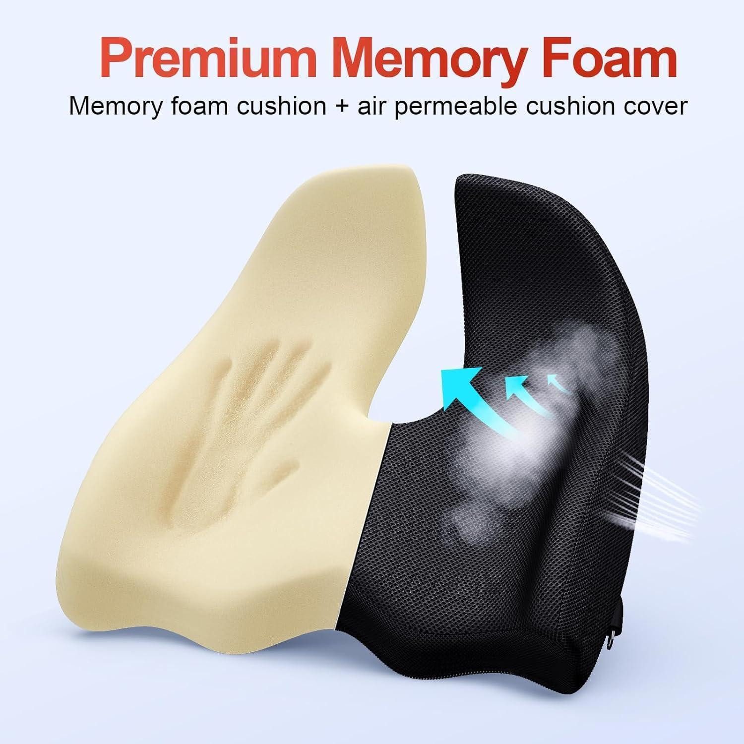 LuxusKollektion Stuhlkissen Ergonomisches Memory-Foam Sitzkissen für Büro Bürostuhl Auto Schwarz – Bild 4 von 5