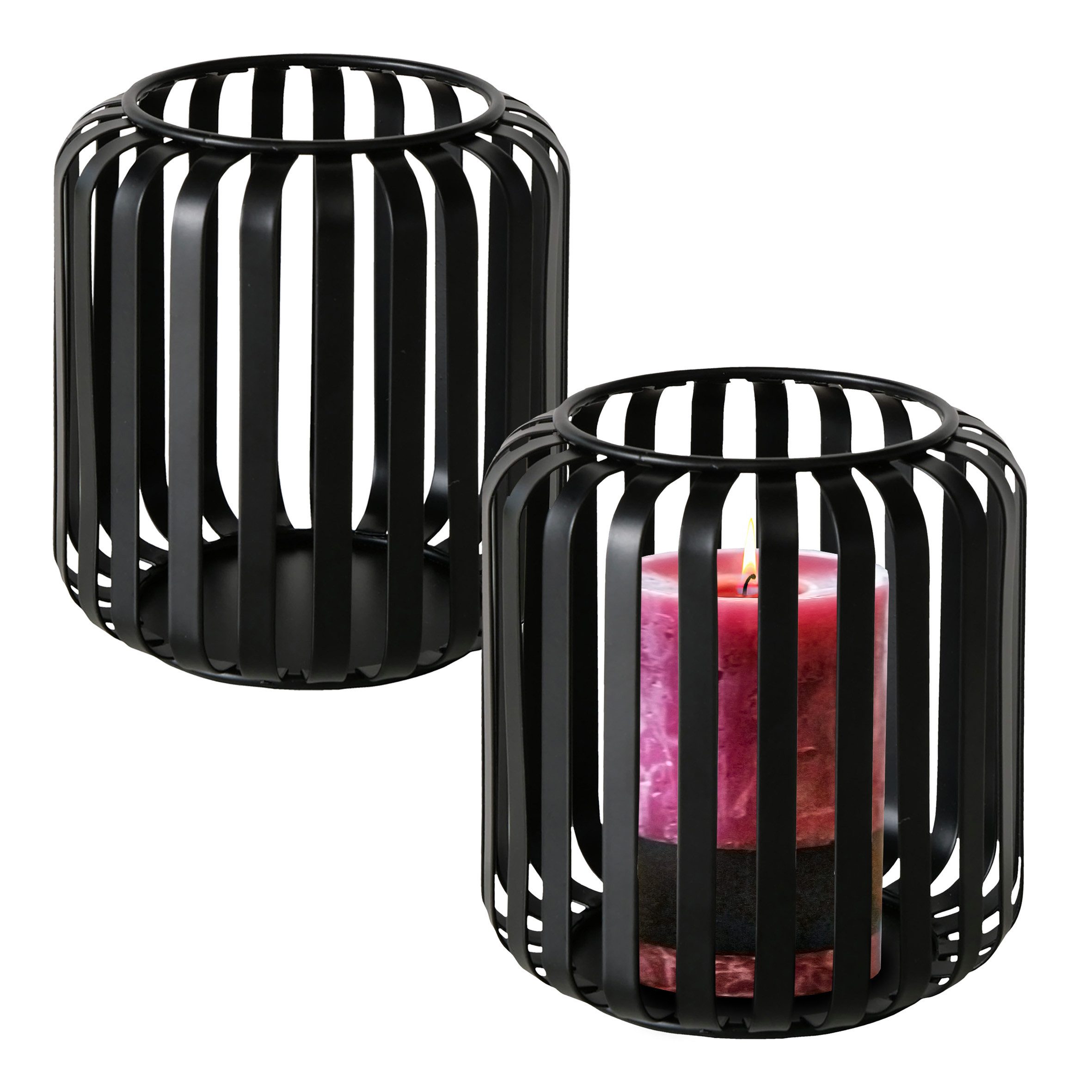 Spetebo Windlicht Kerzenhalter aus Metall in schwarz 12 x 10 cm (Anzahl, 2 günstig online kaufen
