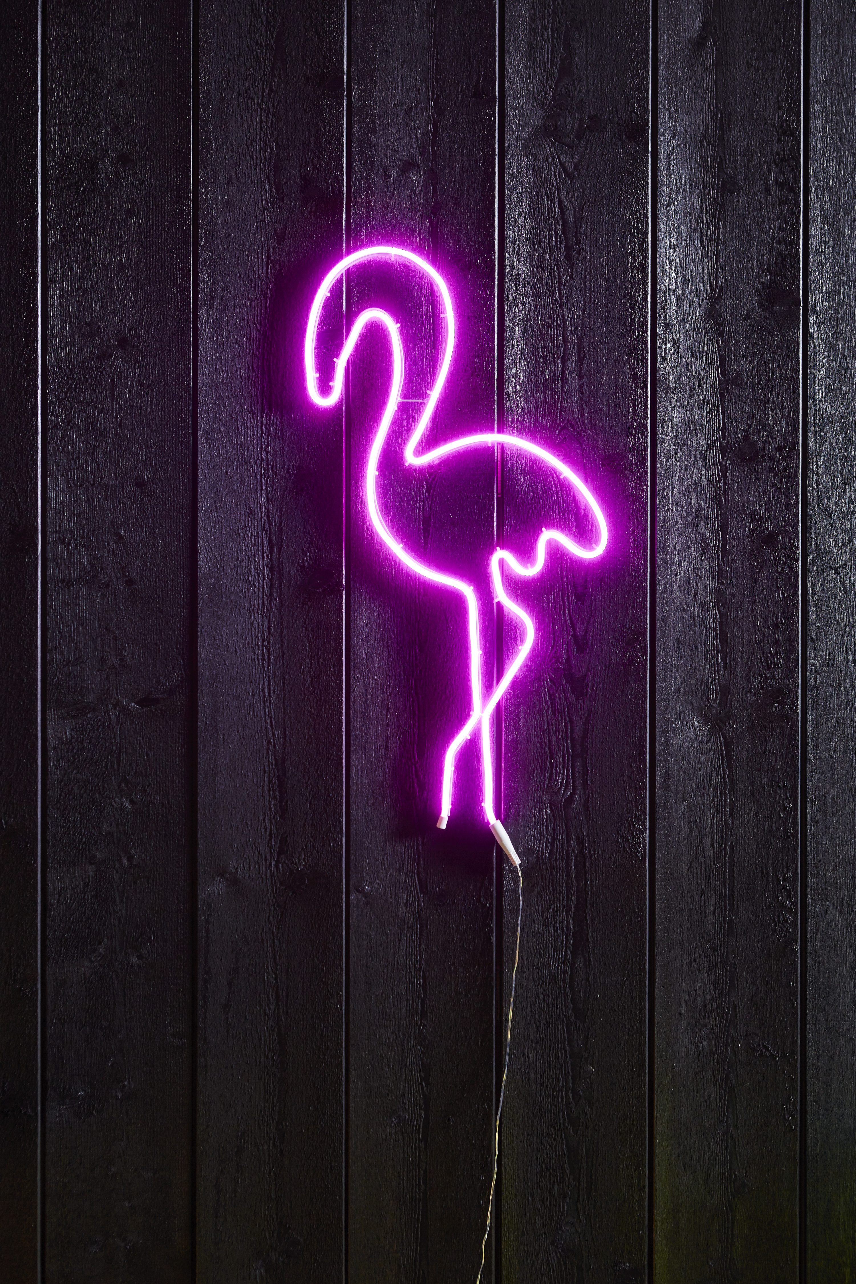 STAR TRADING LED Dekofigur Flat Neon LED Silhouette, LED fest integriert, pinkes Licht, flache Bauform, 5 m Zuleitung, Außentrafo inklusive