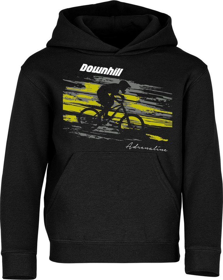 Baddery Kapuzenpullover Kinder Hoodie: "Downhill Adrenaline" - Fahrrad, hochwertiger Siebdruck