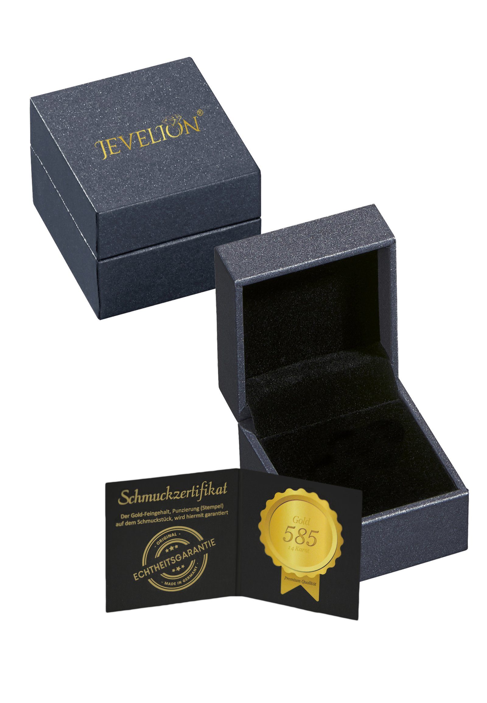 JEVELION Paar Ohrstecker in Germany 2-tlg., - Zirkoniaschmuck Made Gold 585 (Gold-Ohrringe, Damen), für Zirkonia
