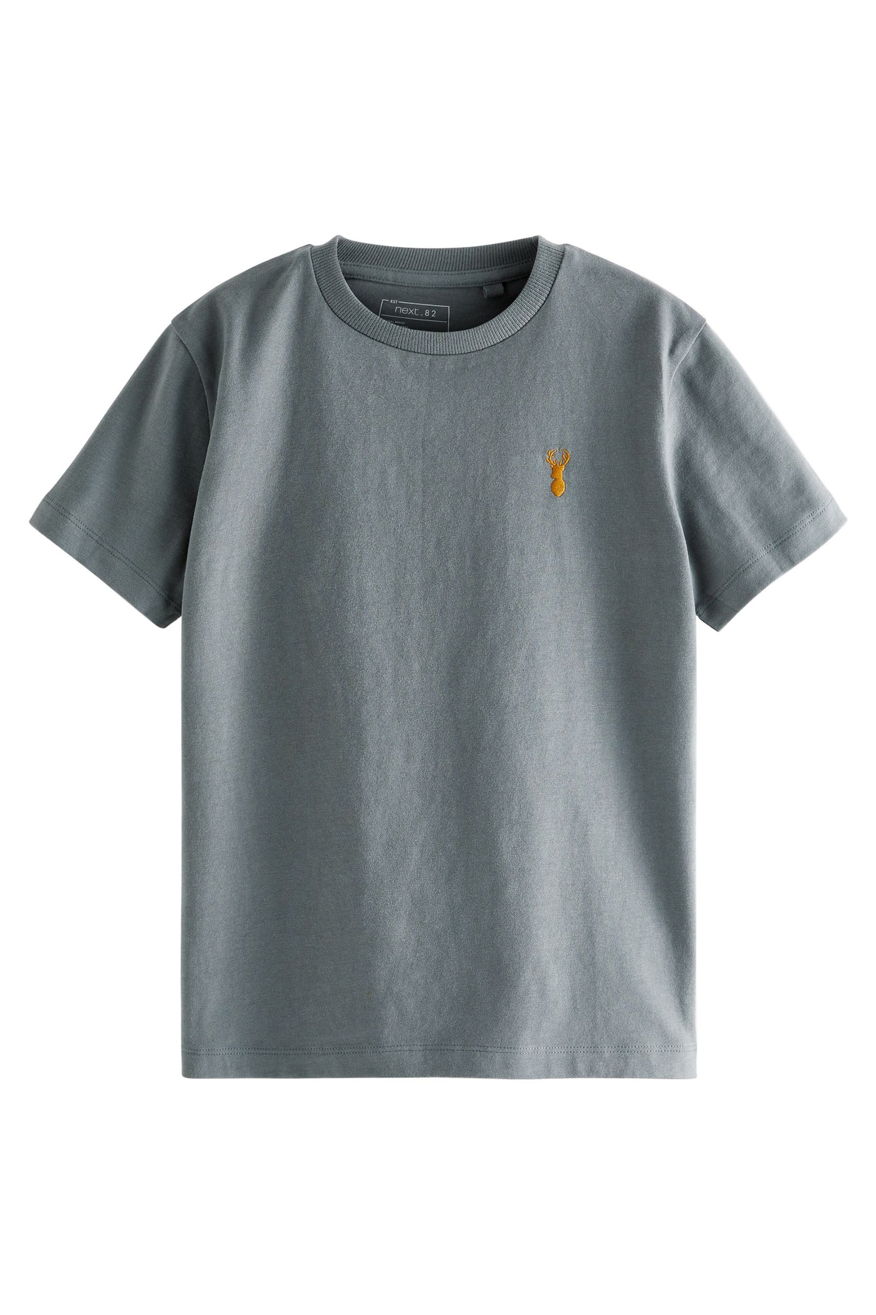 Next T-Shirt 4er-Pack Kurzarm-T-Shirts mit Hirsch-Stickerei (4-tlg)