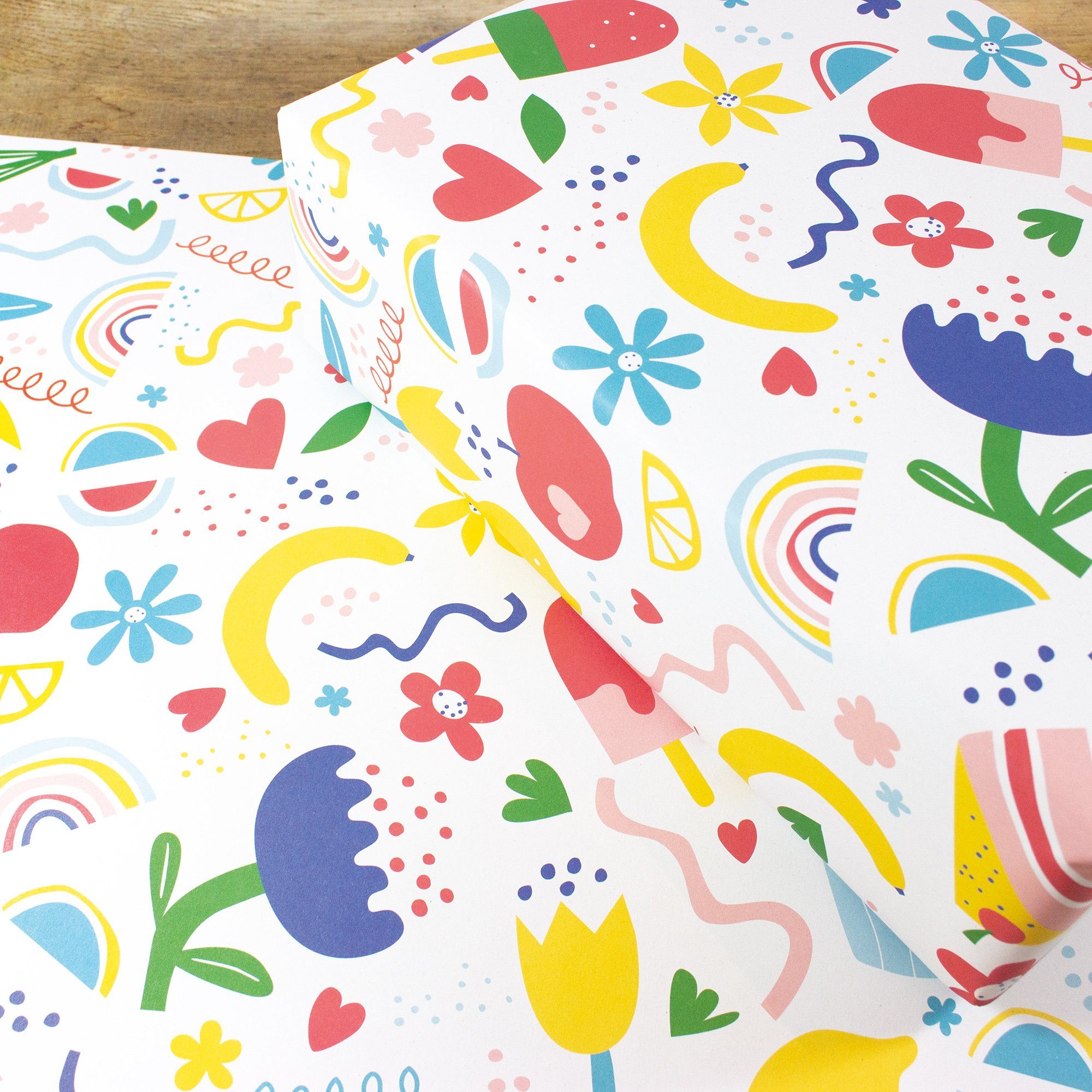 Geschenkpapier Fun, 100 Geschenkpapier & Flowers, Bow & % Recyclingpapier Fruit Hummingbird