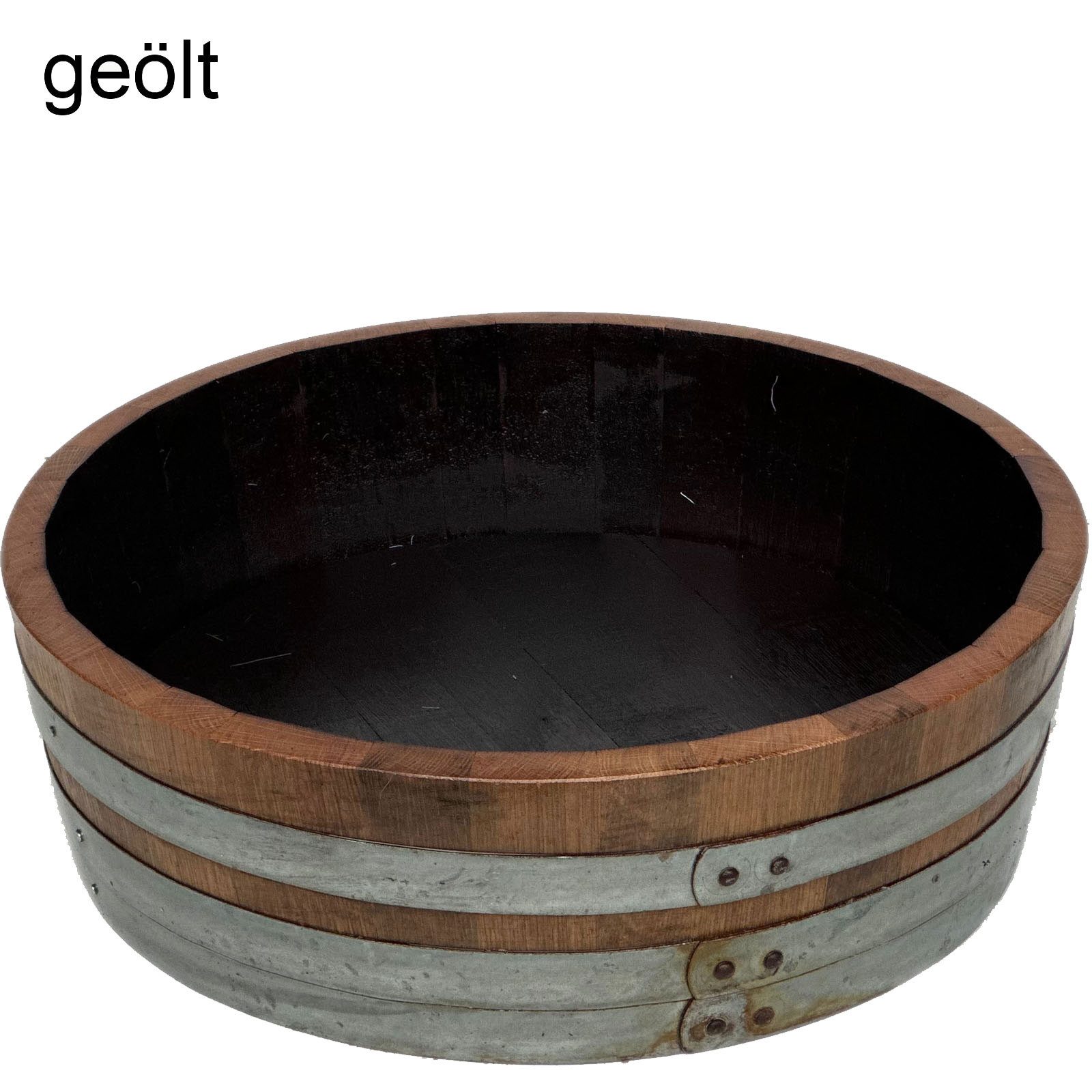 Temesso Pflanzschale Weinfass Abschnitt als Vogeltränke / Pflanzschale: Höhe ca. 20 cm