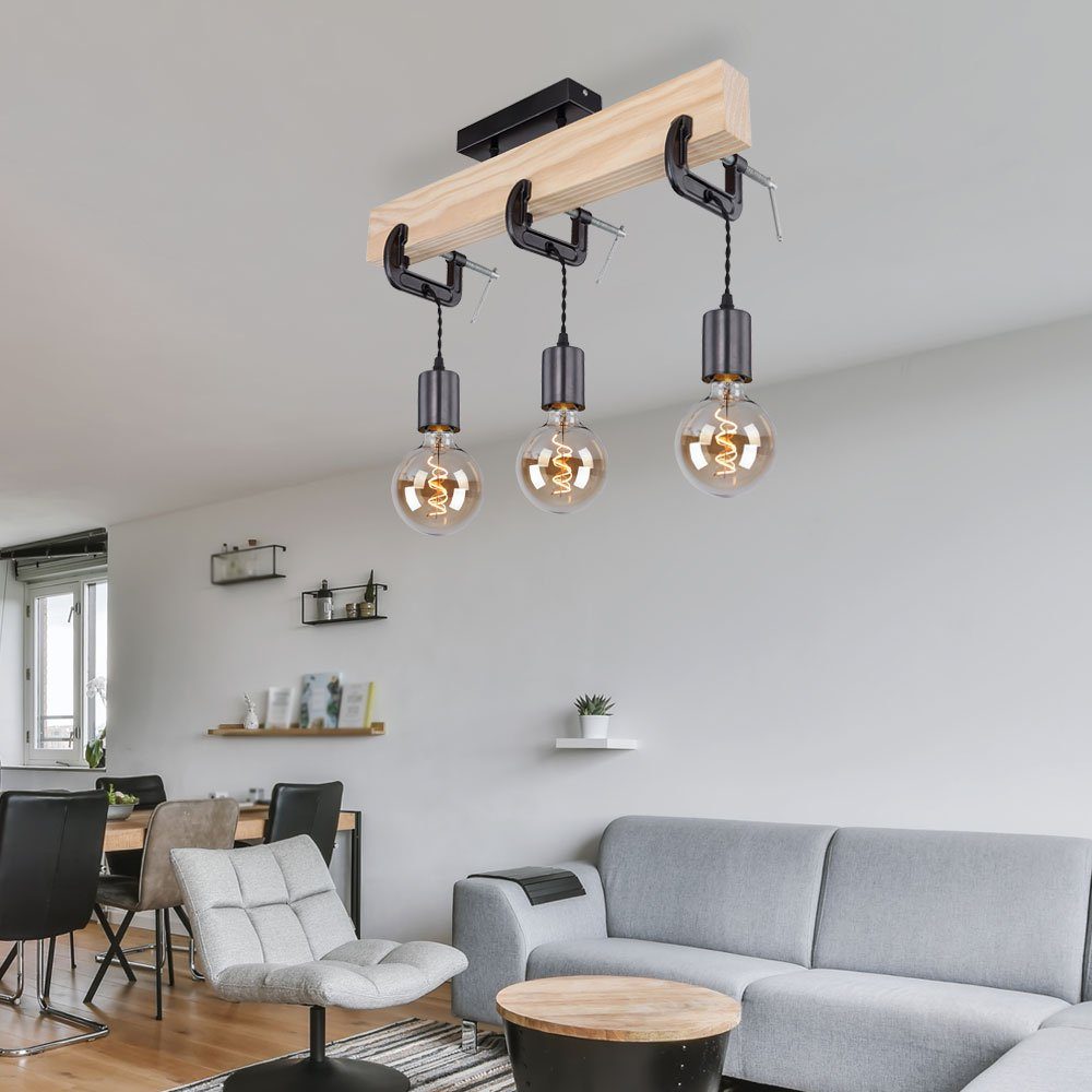 GLOBO LIGHTING Pendelleuchte, Leuchtmittel nicht inklusive, Holzleuchte Deckenlampe 3 flammig