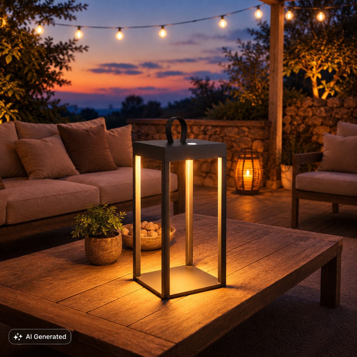 Briloner Leuchten LED Außen-Tischleuchte Akkulampe Laterne Kabellos 3 Stufen Dimmfunktion, LED wechselbar, 3.000K - Warmweiss, Tiefenentladungsschalter,Akku wechselbar,IP44,Beige/Schwarz,31,5x13cm